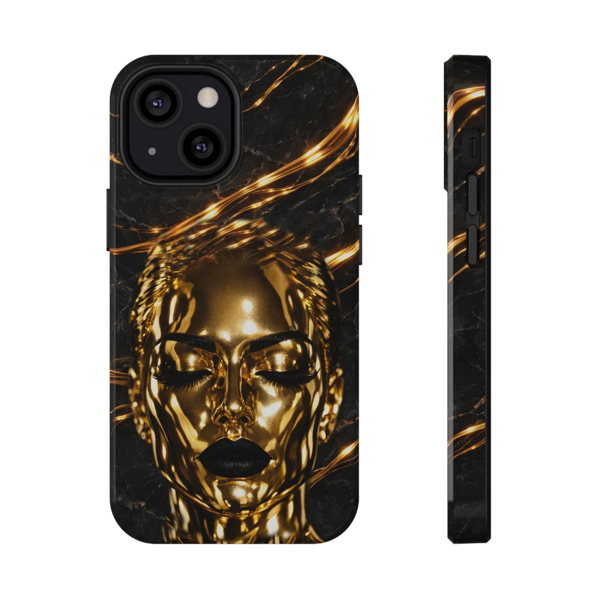 Luxury Gold Portrait Phone Case for iPhone 11-17 and Galaxy S21-S25 - KARARMDESIGN