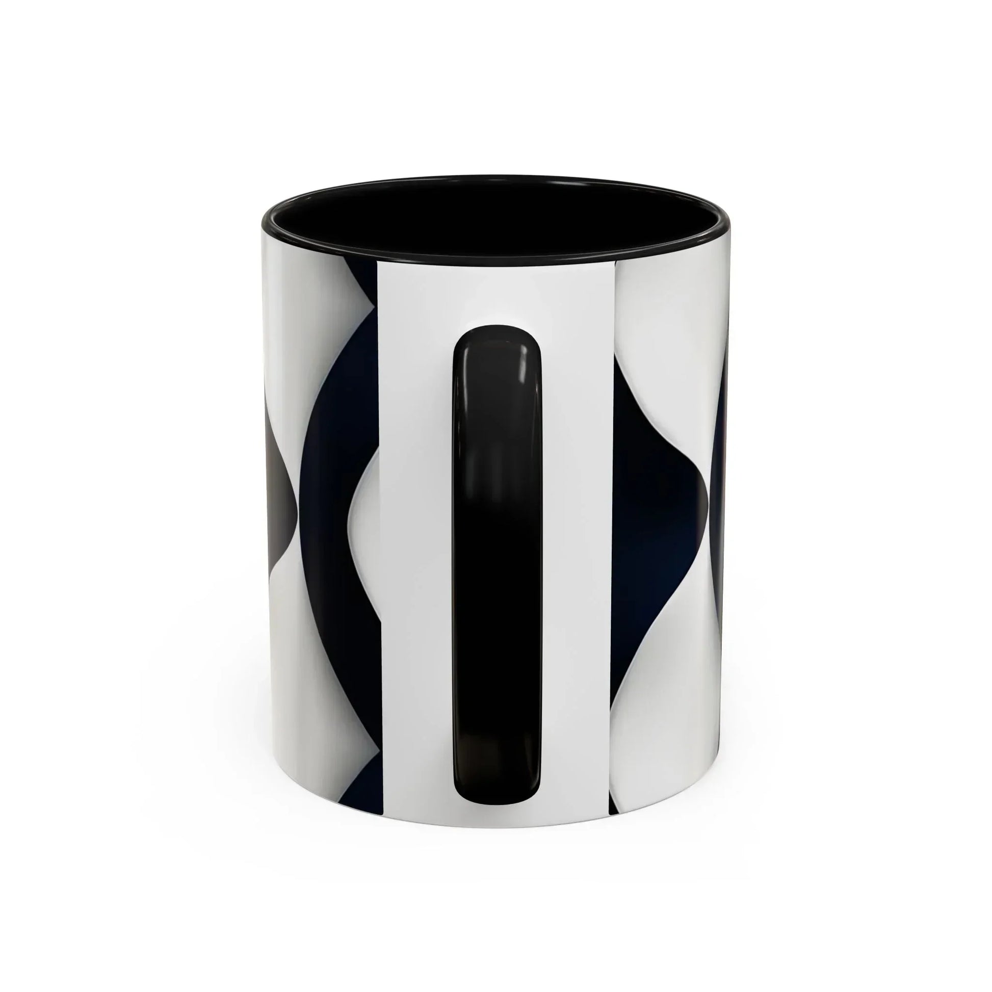 Navy Blue and White Geometric Pattern Mug with Modern Interlocking Design - KarArmDesign