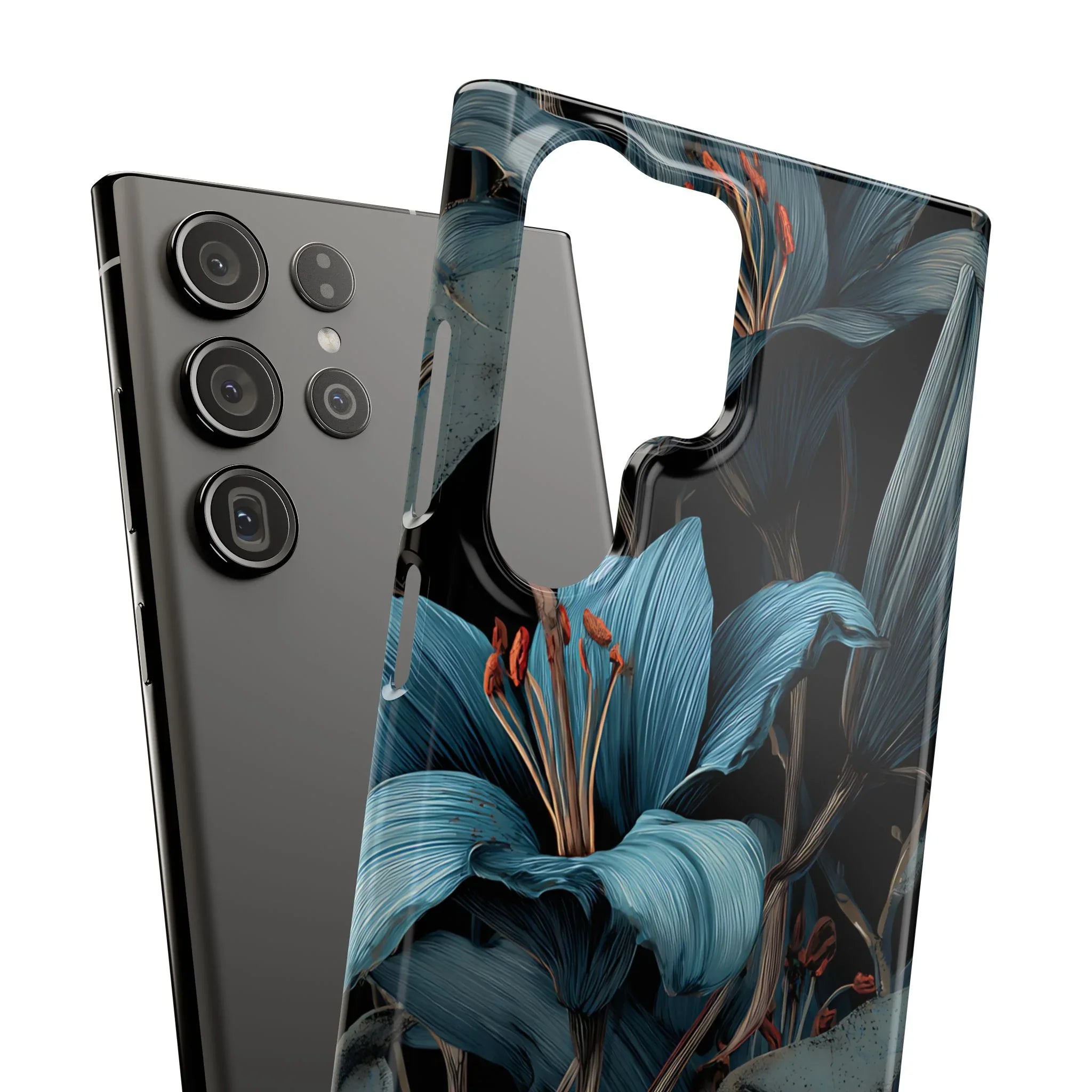 Blue Lily Floral Phone Case for iPhone 11-17 and Galaxy S20-S25 - KARARMDESIGN