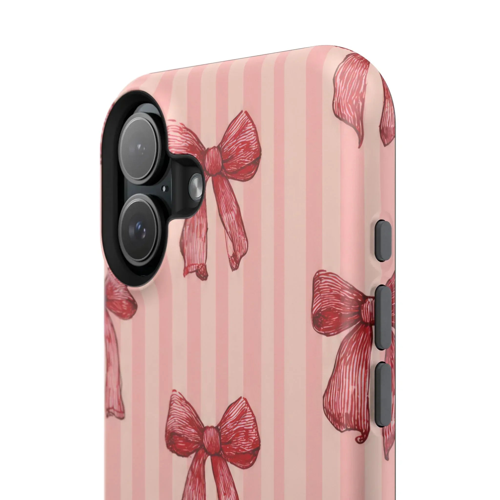 Red Bow Stripe Phone Case for iPhone 11-17 & Galaxy S21-S22 - KARARMDESIGN