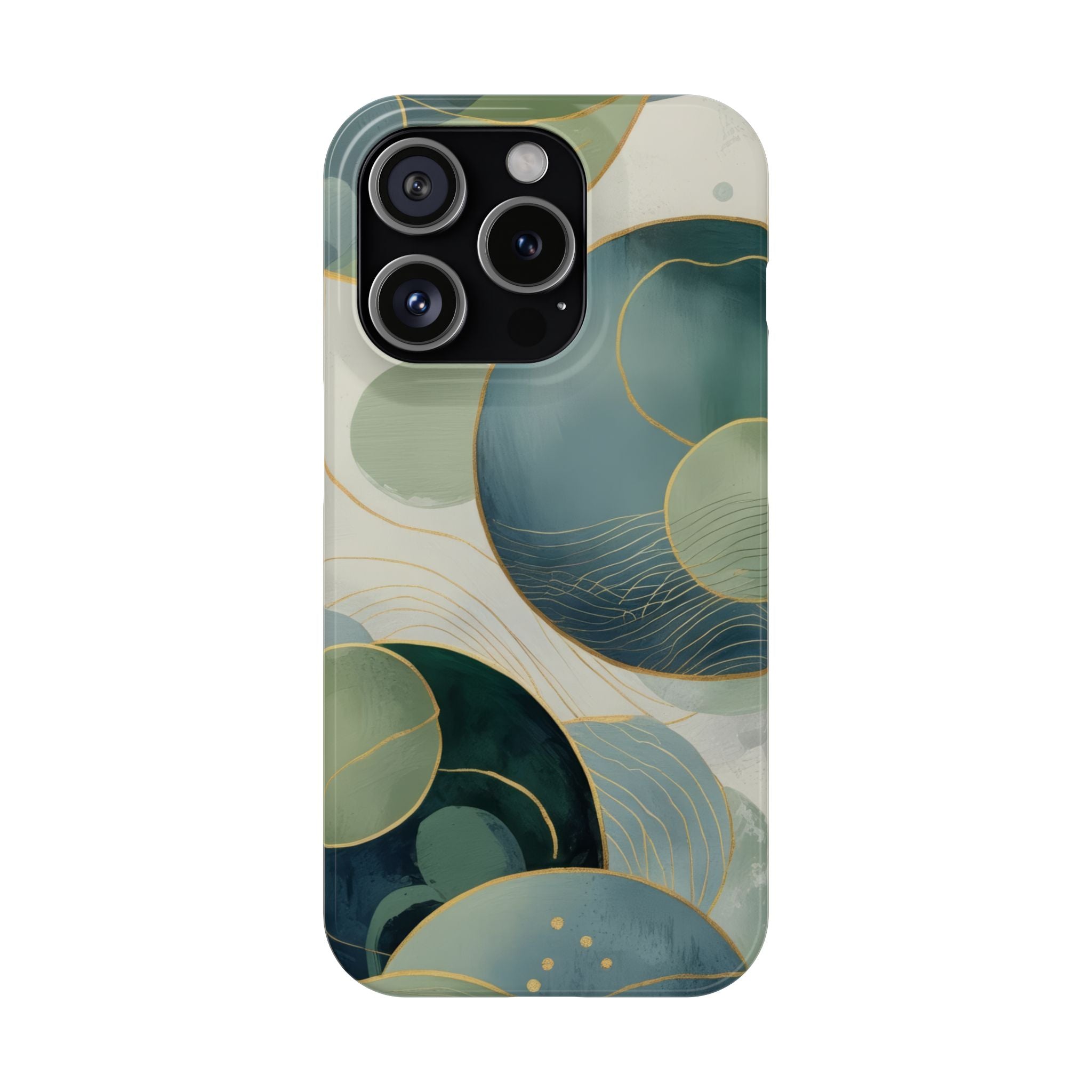 Abstract Teal Slim Phone Case for iPhone 15-16