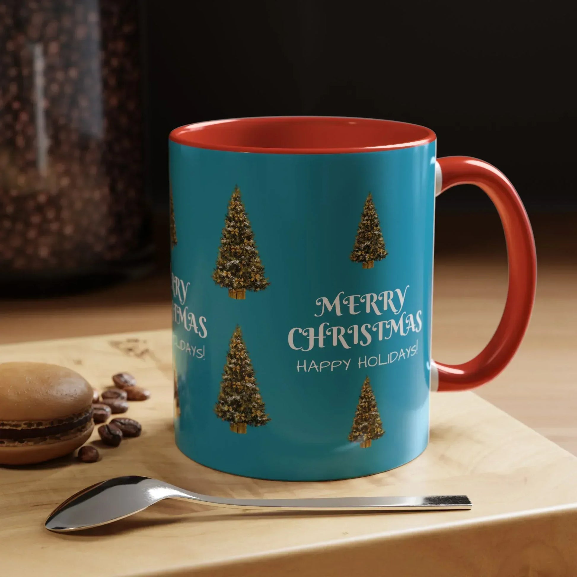 Merry Christmas and Happy Holidays Mug - Accent Coffee Mug (11, 15oz) - KARARMDESIGN