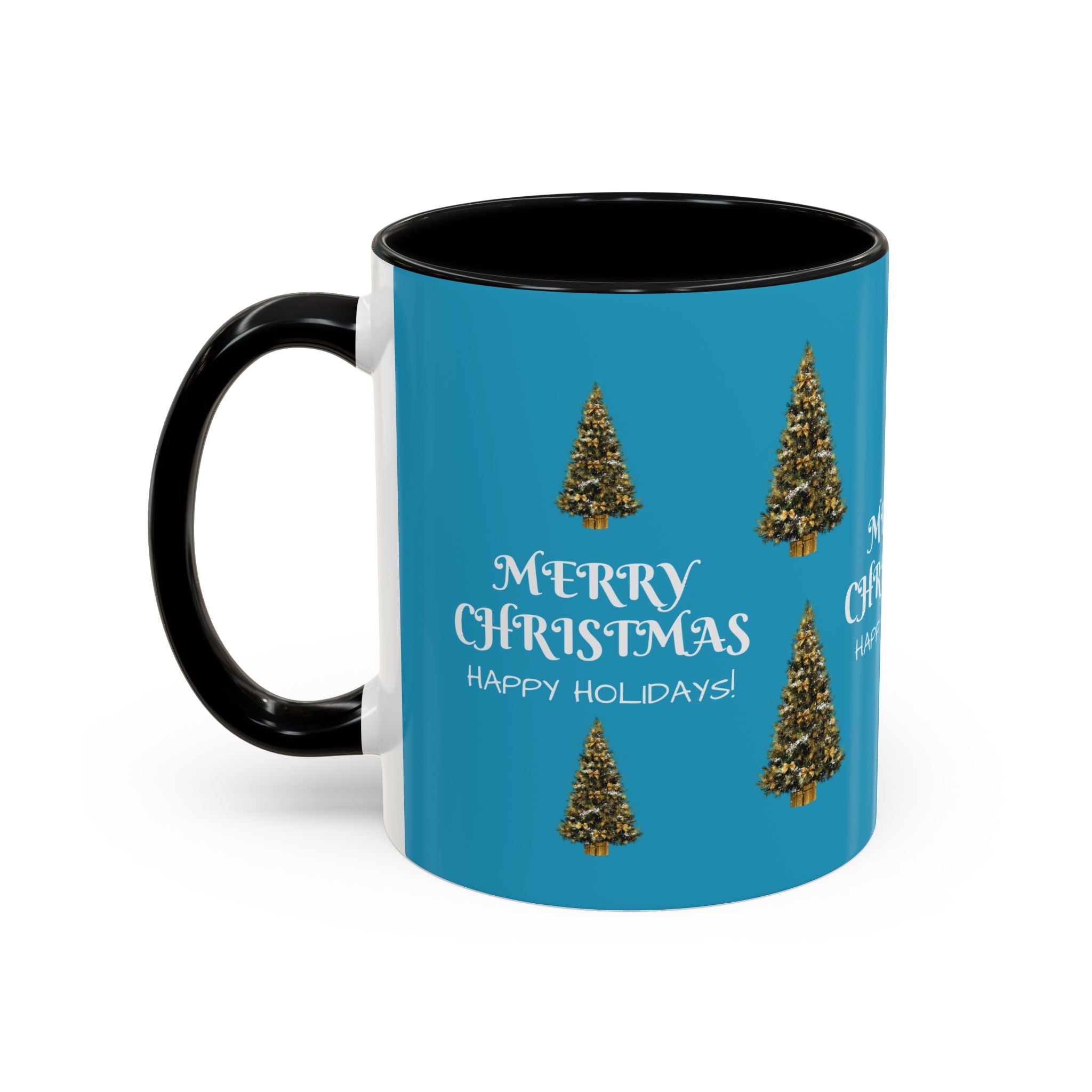 Merry Christmas and Happy Holidays Mug - Accent Coffee Mug (11, 15oz)