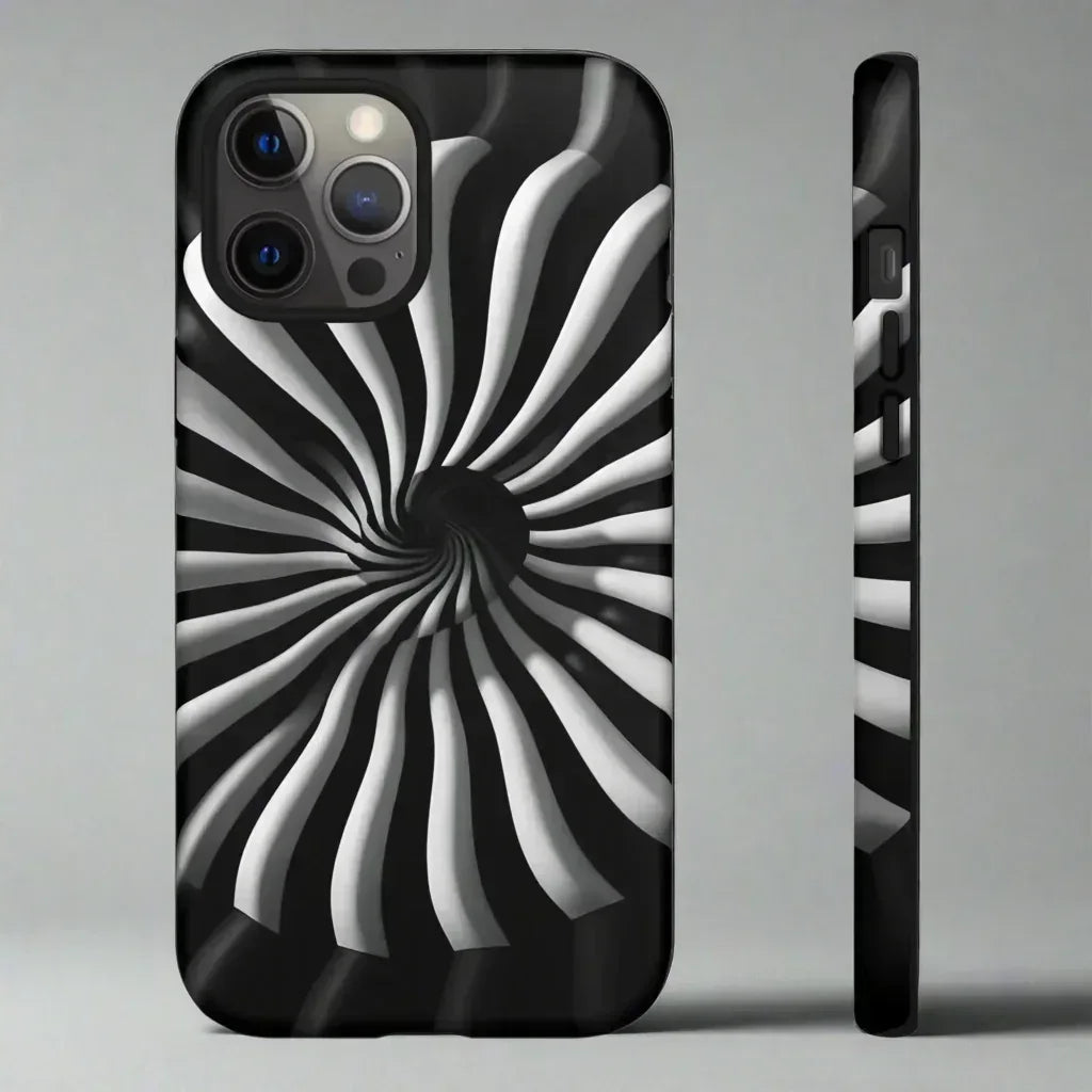 Hypnotic Black and White Spiral Phone Case for iPhone & Galaxy - KARARMDESIGN