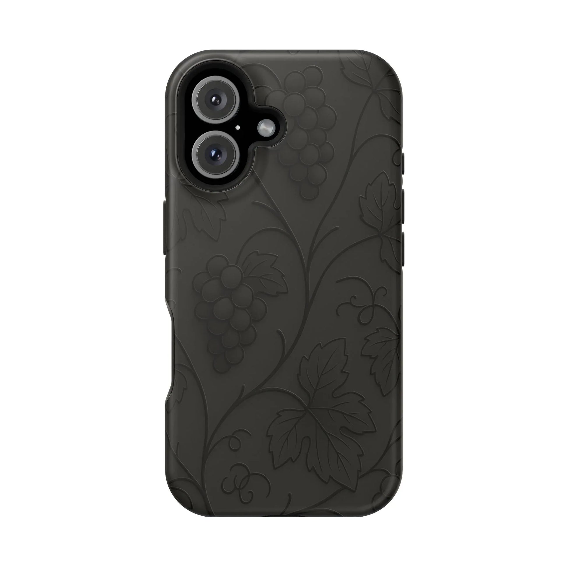 Elegant Embossed Grape Leaf Black Phone Case for iPhone and Galaxy - KARARMDESIGN