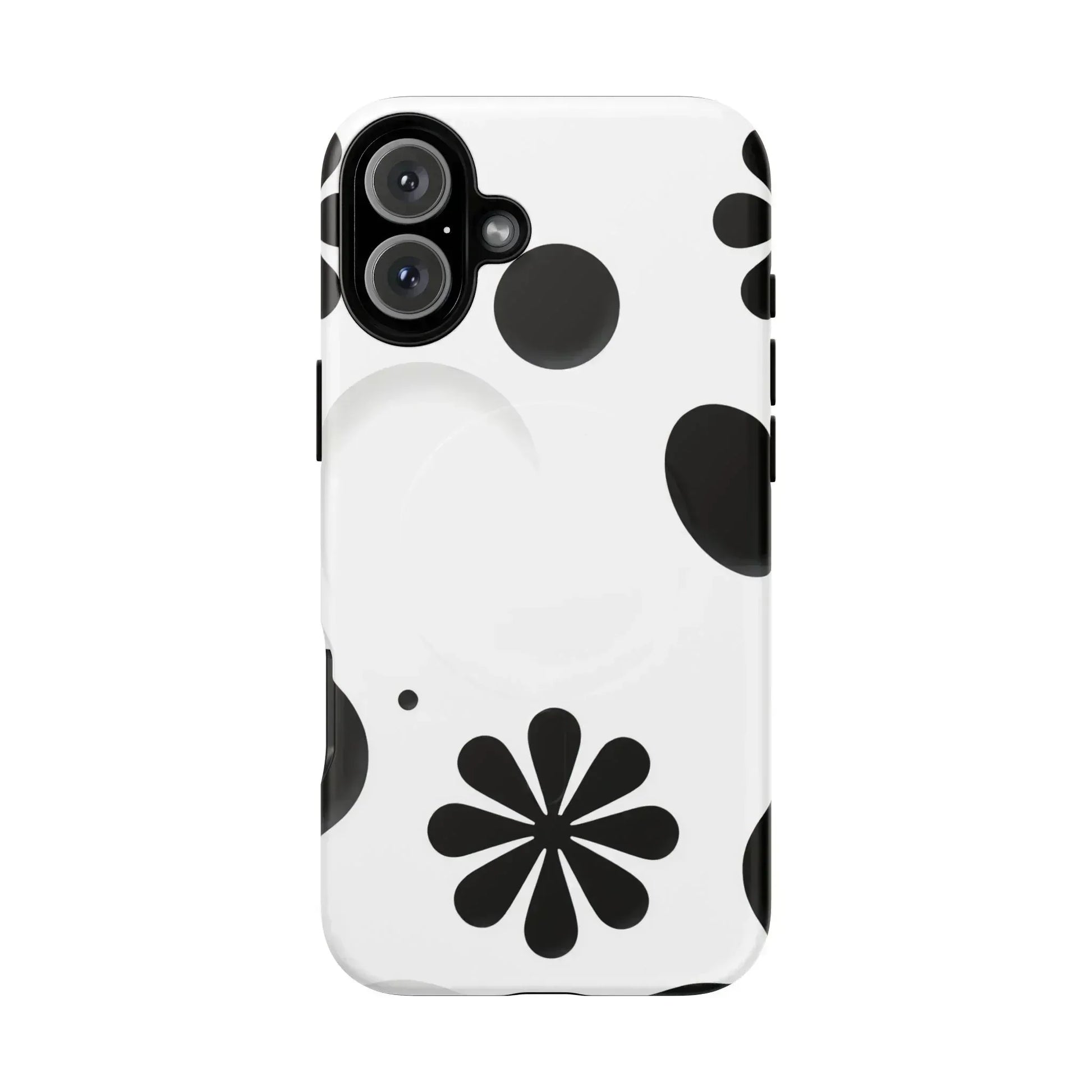 Elegant Black Floral Magnetic Phone Case for iPhone 14-16 - KARARMDESIGN