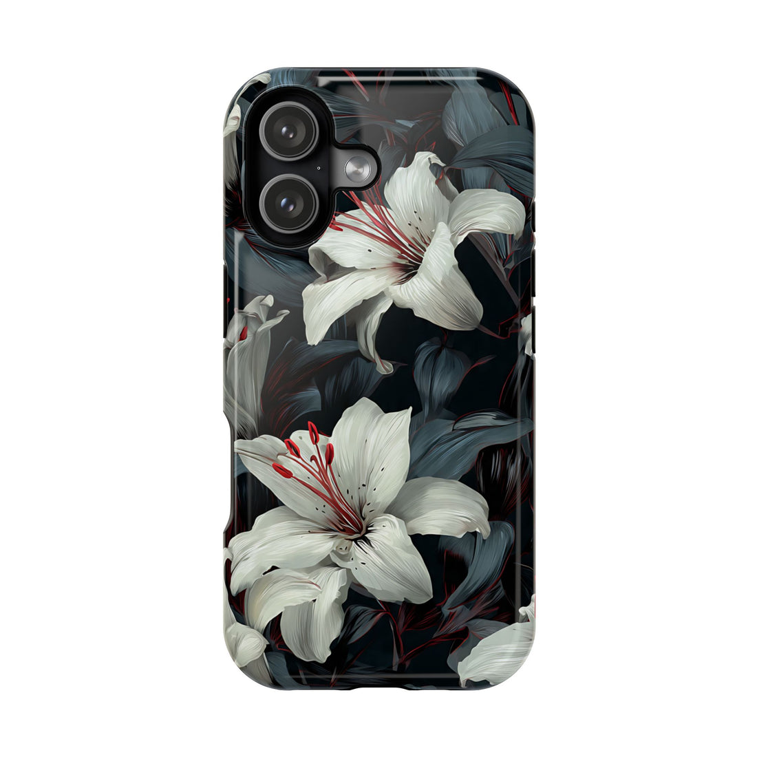 White Lily Floral Phone Case for iPhone 13-17