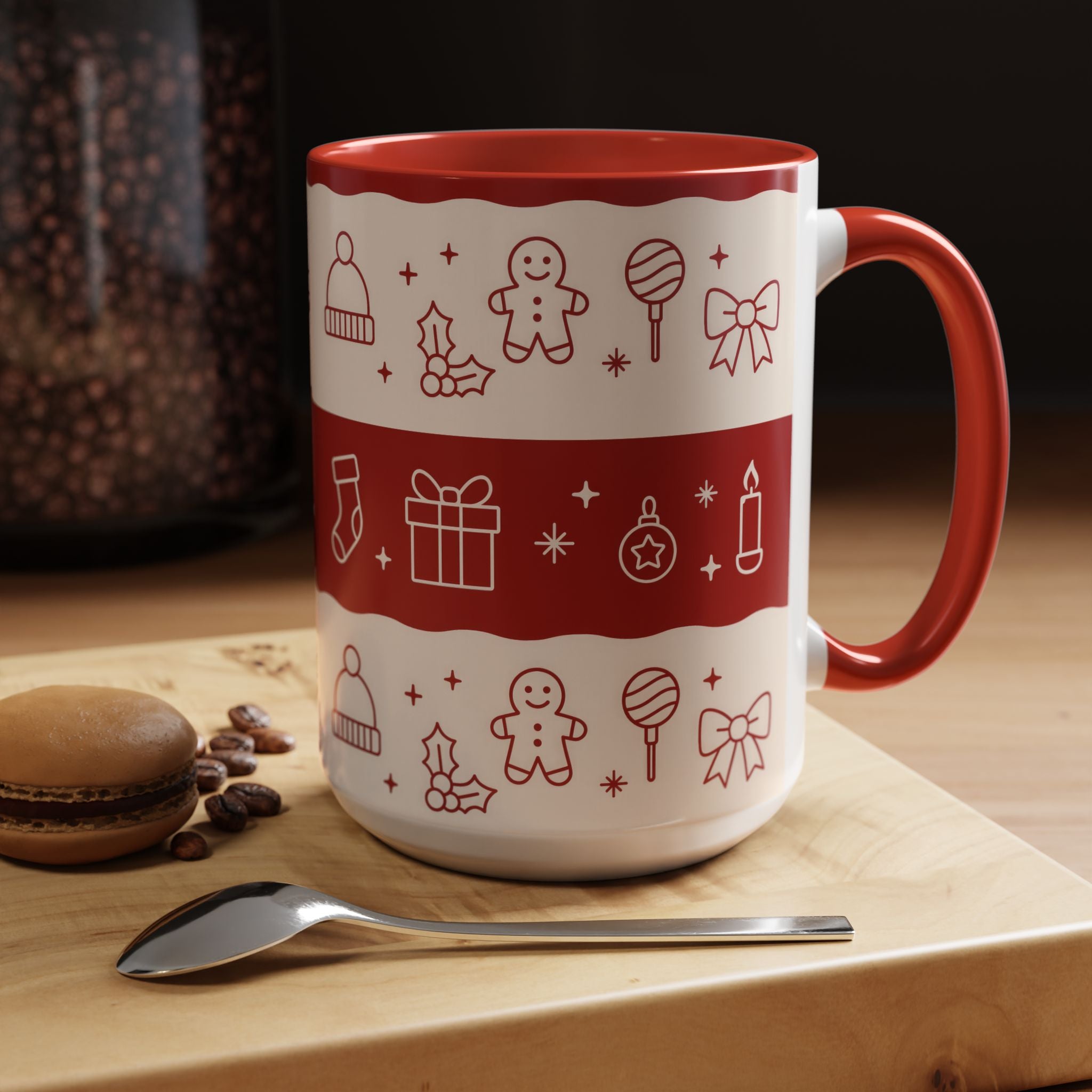 Holiday Cheer Icons Mug - Accent Coffee Mug (11, 15oz)