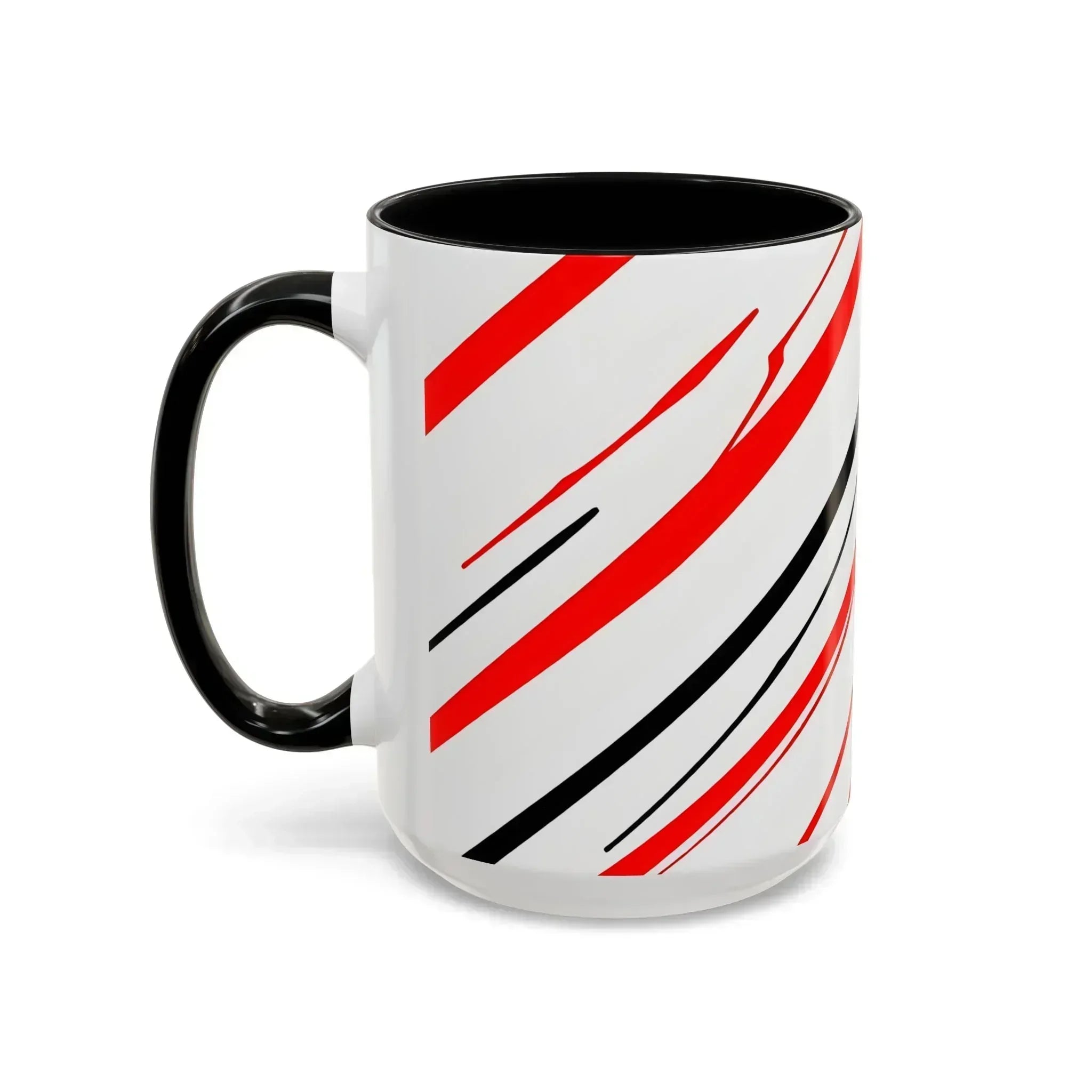 Bold Elegance – Red & Black Swirl Accent Coffee Mug - KARARMDESIGN