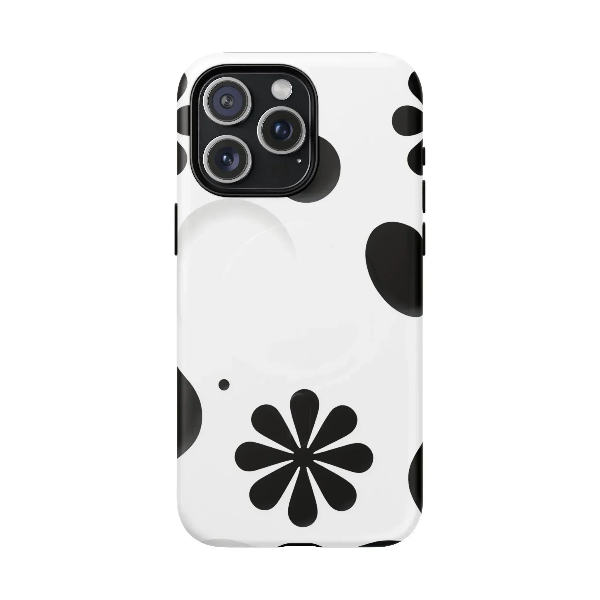 Elegant Black Floral Magnetic Phone Case for iPhone 14-16 - KARARMDESIGN