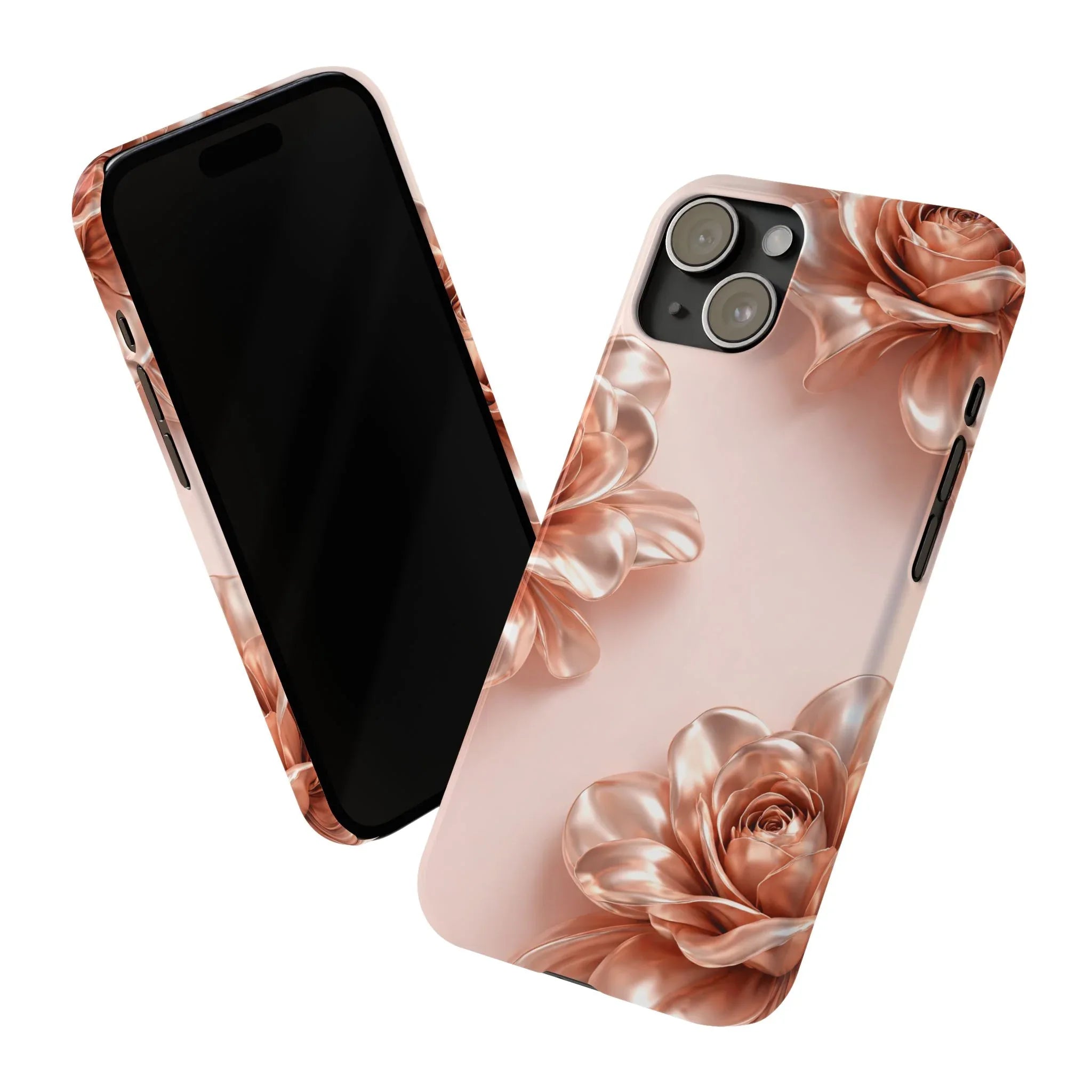 Blush Metallic Flower Case for iPhone 11-17 - KARARMDESIGN