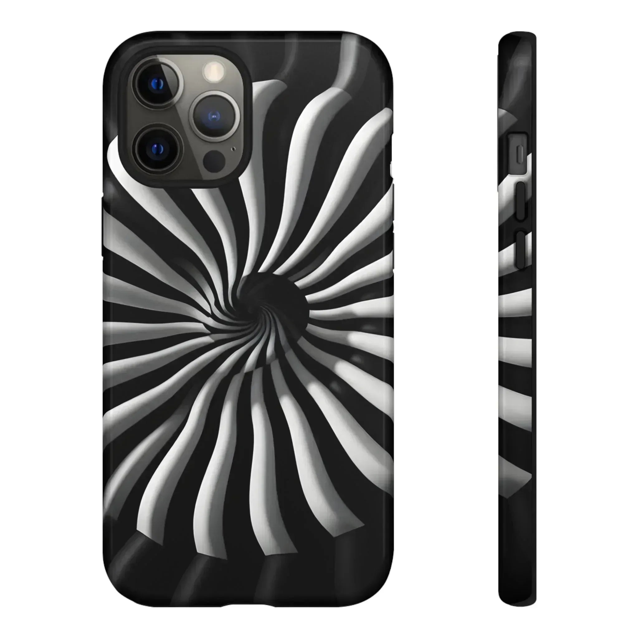 Hypnotic Black and White Spiral Phone Case for iPhone & Galaxy - KARARMDESIGN