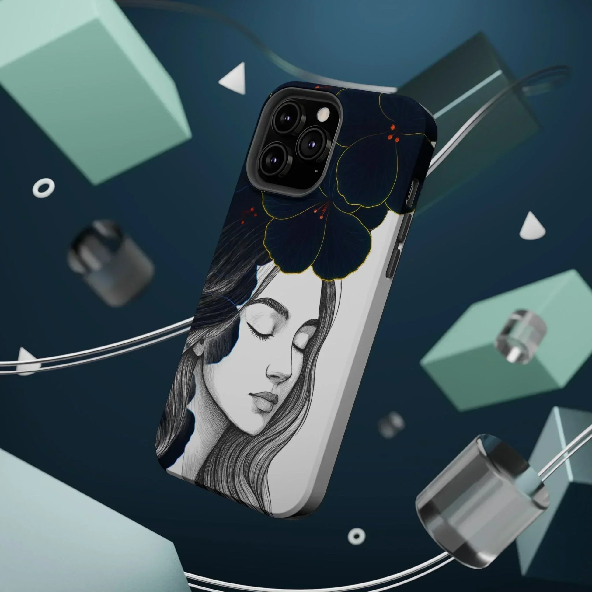 Dark Floral Elegance Phone Case for iPhone 13-16 Models - KarArmDesign