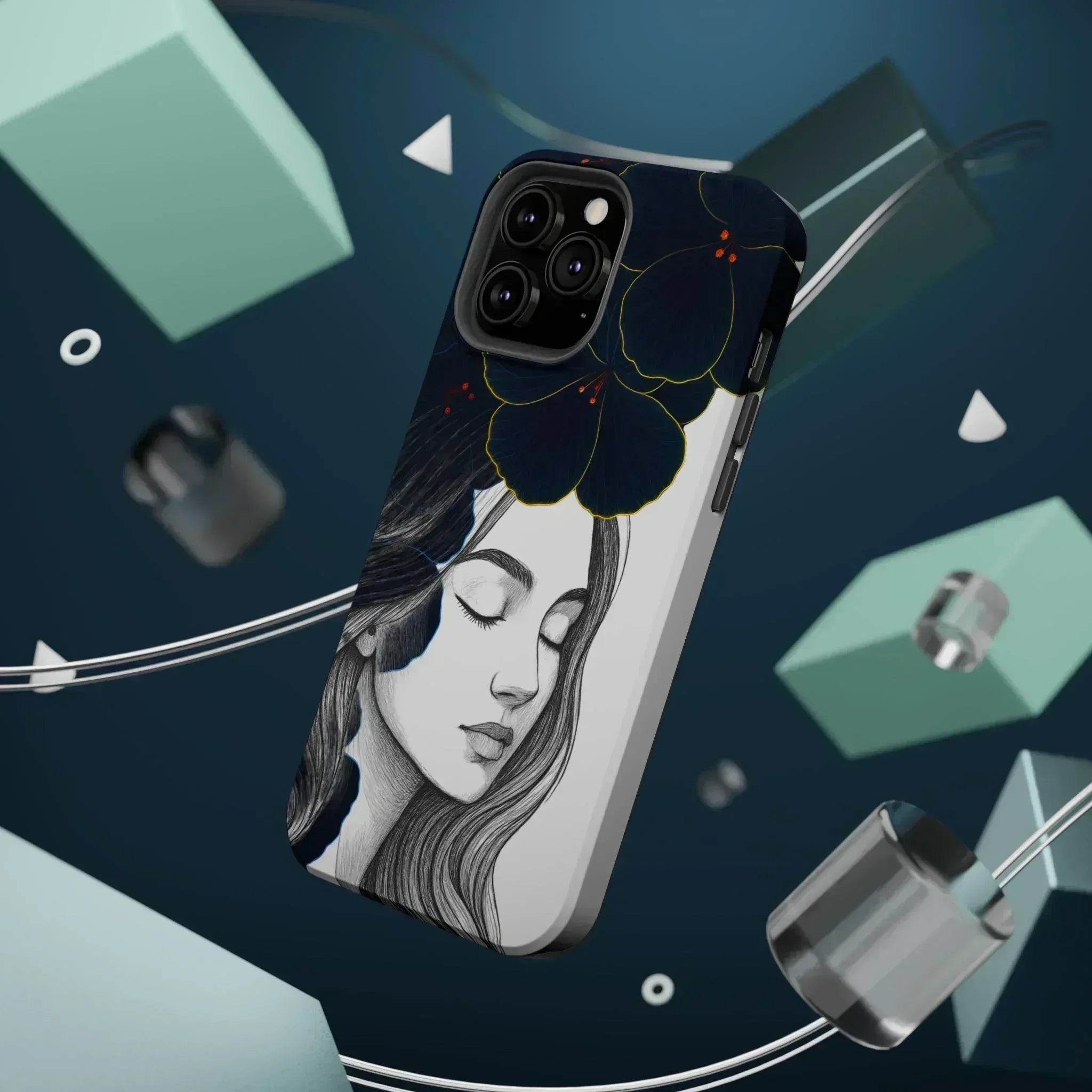 Dark Floral Elegance Phone Case for iPhone 13-16 - KARARMDESIGN