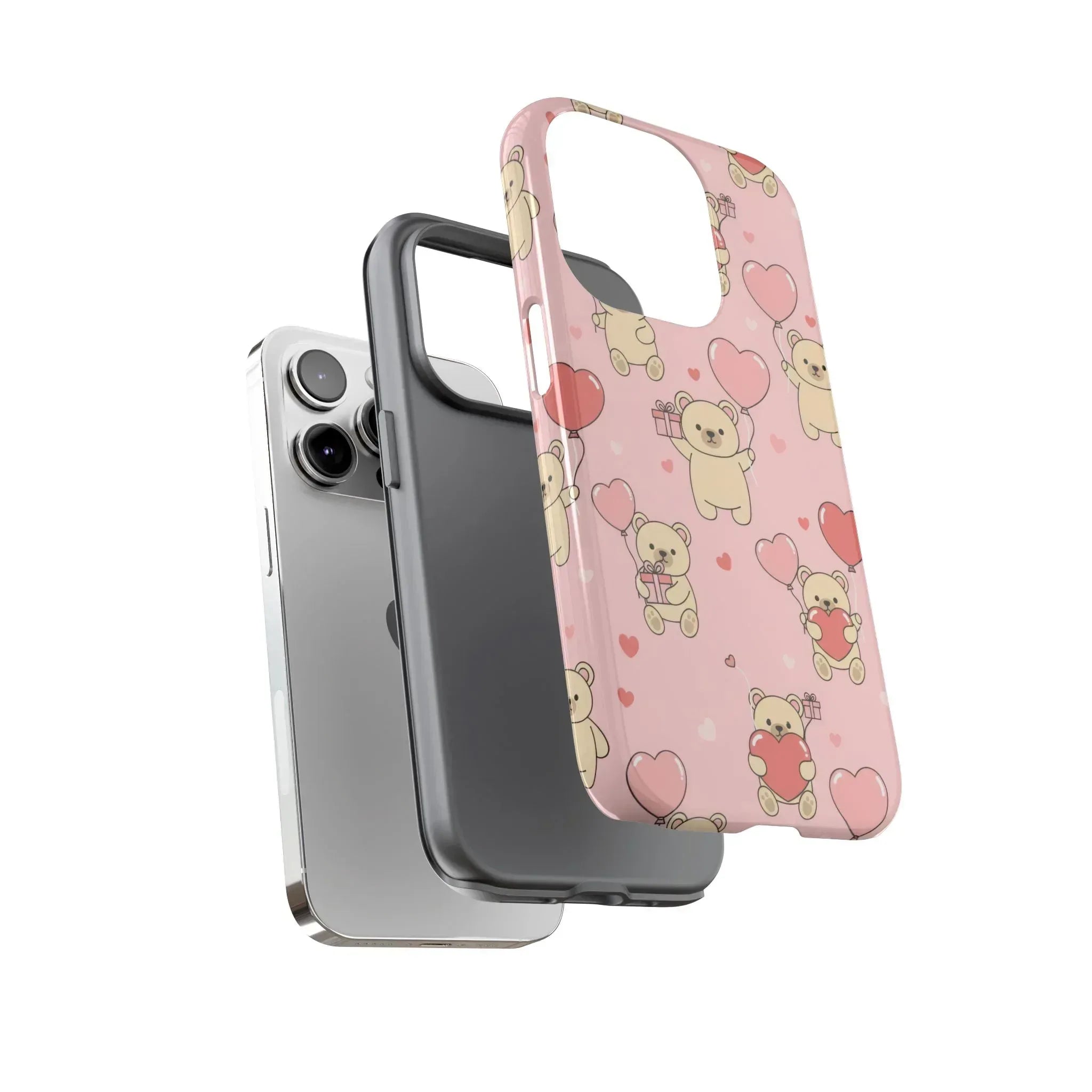 Teddy's Valentine Parade Phone Case for iPhone 11-17 and Galaxy S21-S25 - KARARMDESIGN