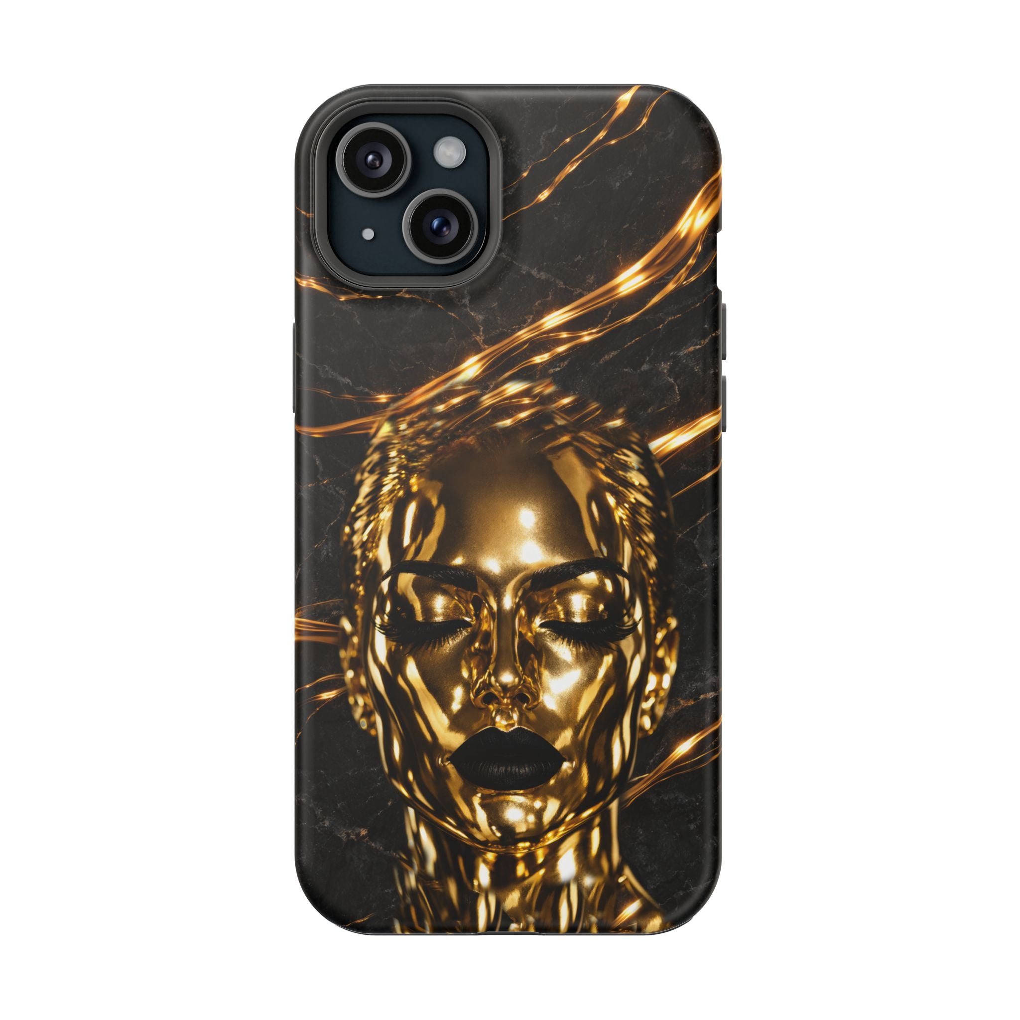 Luxury Gold Portrait Phone Case for iPhone 11-17 and Galaxy S21-S26