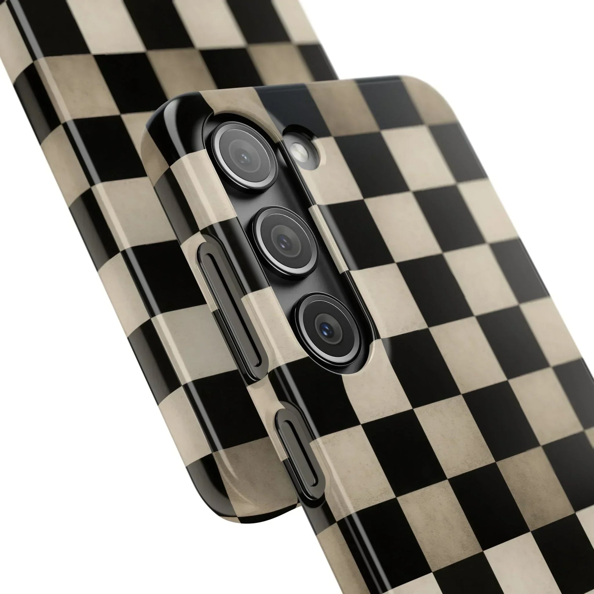 Stylish Matte Checker Phone Case for iPhone 7-16 and Samsung Galaxy S10-S24 Models - KarArmDesign