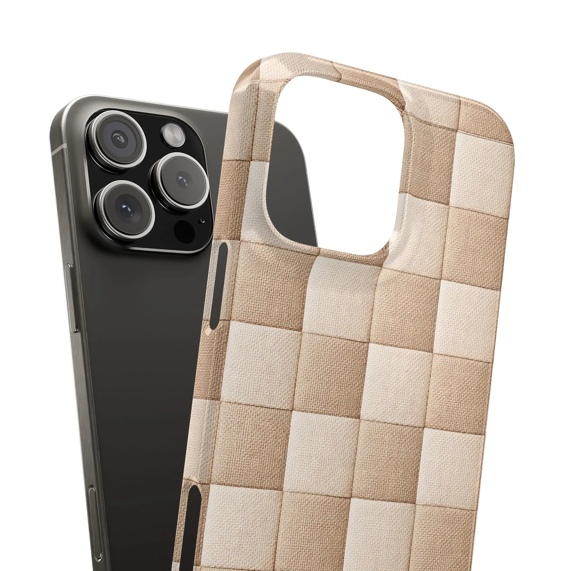 Beige Woven Phone Case for iPhone 11-17 and Galaxy S20-S25 - KARARMDESIGN
