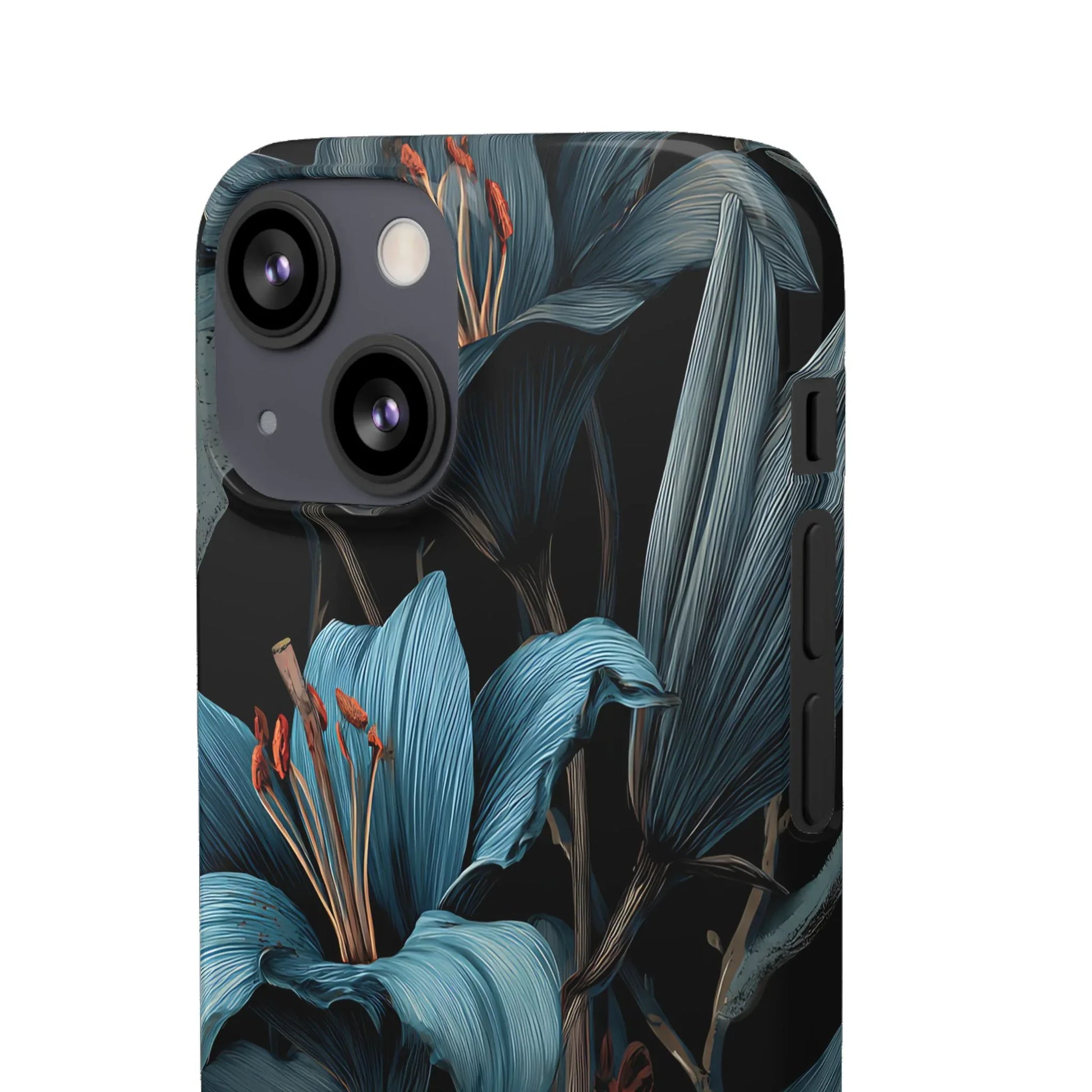 Blue Lily Floral Phone Case for iPhone 11-17 and Galaxy S20-S25 - KARARMDESIGN