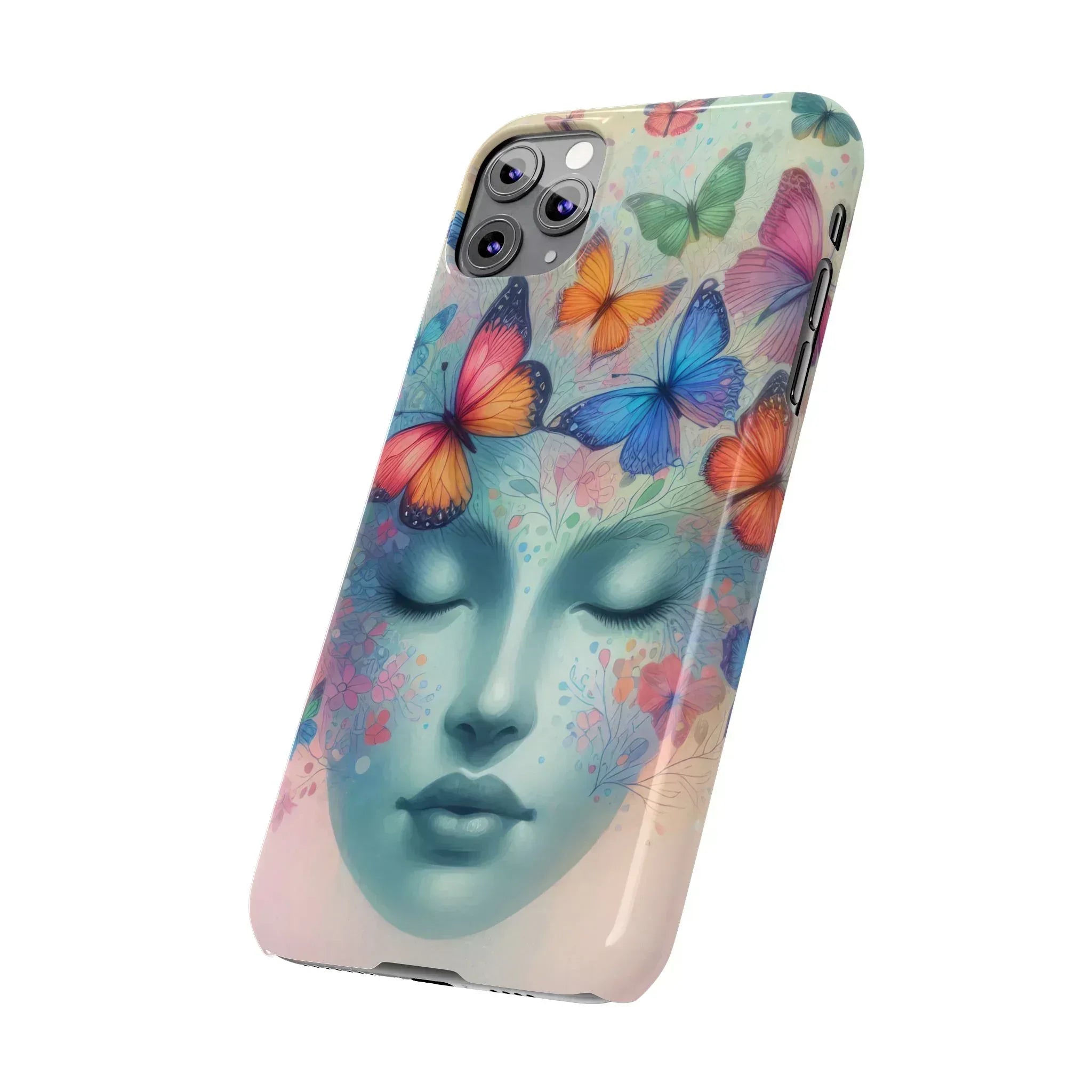 Butterfly Bloom Dreamy Woman Phone Case for iPhone - KARARMDESIGN