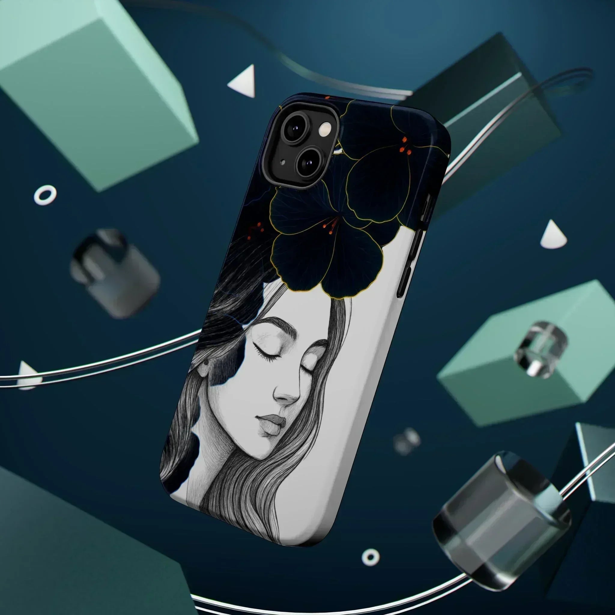 Dark Floral Elegance Phone Case for iPhone 13-16 - KARARMDESIGN