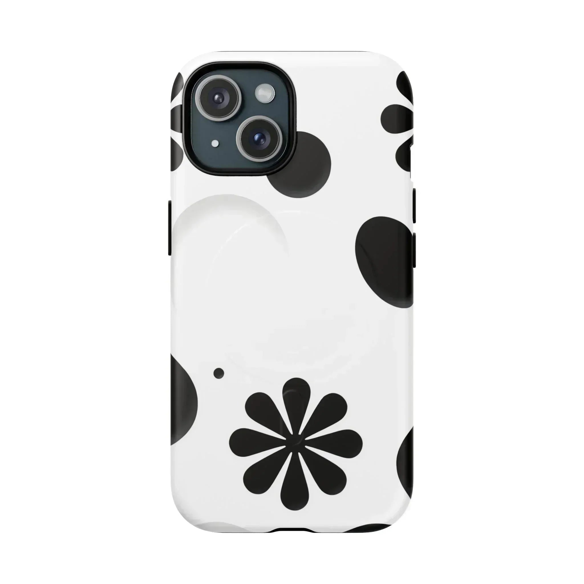 Elegant Black Floral Magnetic Phone Case for iPhone 14-16 - KARARMDESIGN