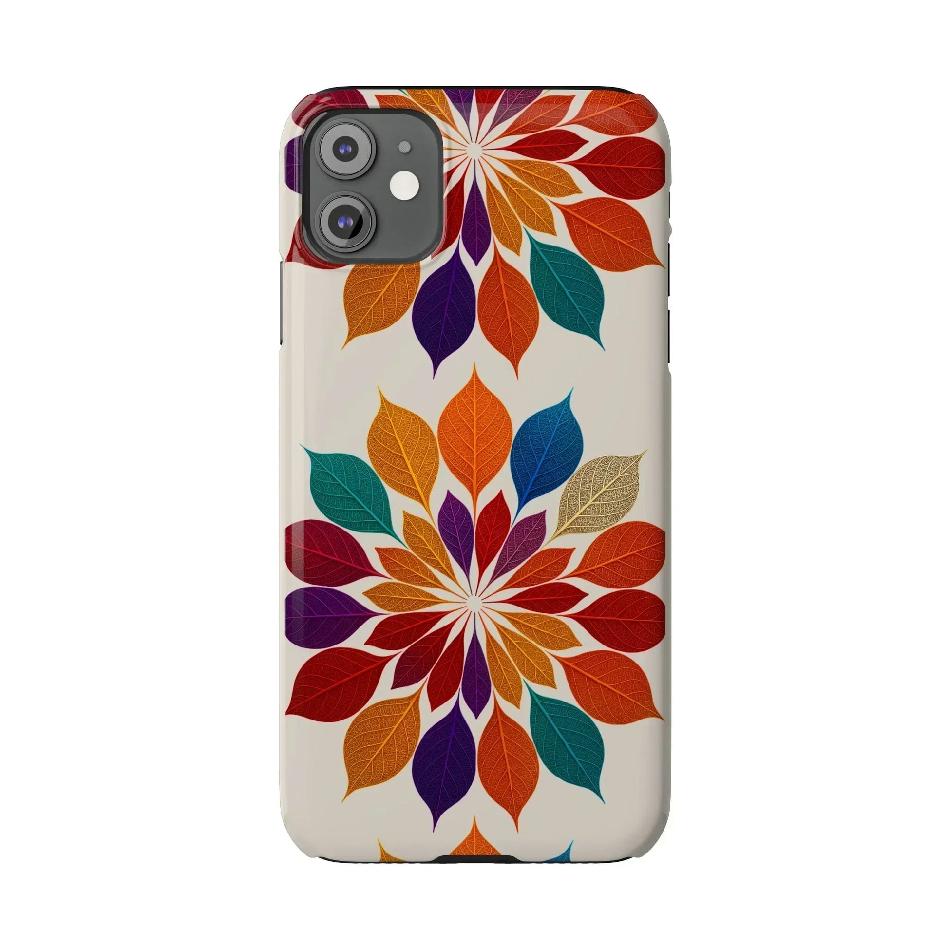 Leaf Mandala Botanical Burst Design Slim Phone Case for iPhone 7-16 Models - KarArmDesign