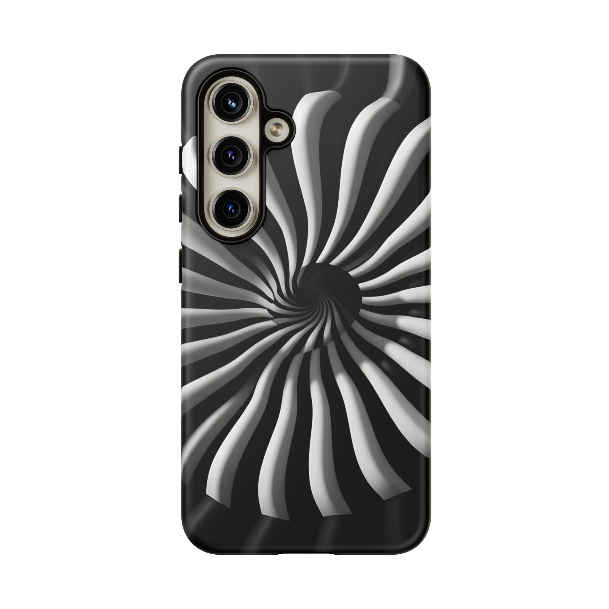 Hypnotic Black and White Spiral Phone Case – Optical Illusion Design for iPhone & Galaxy