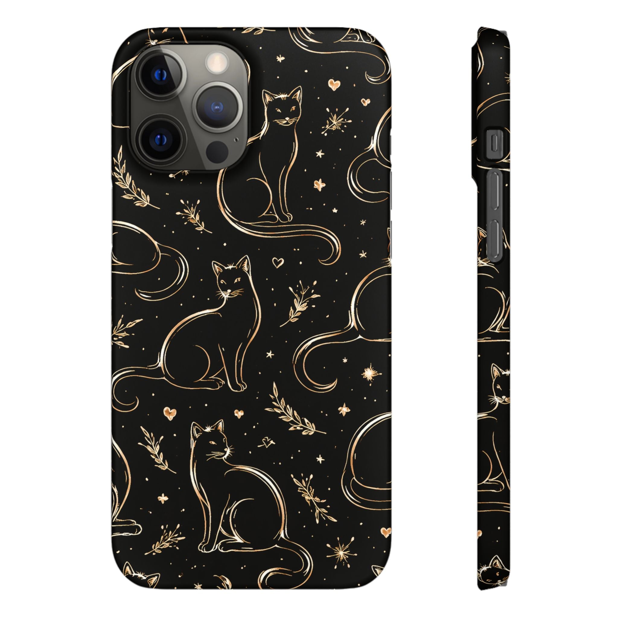 Golden Cat Pattern Phone Case for iPhone 11-17 and Galaxy S20-S26