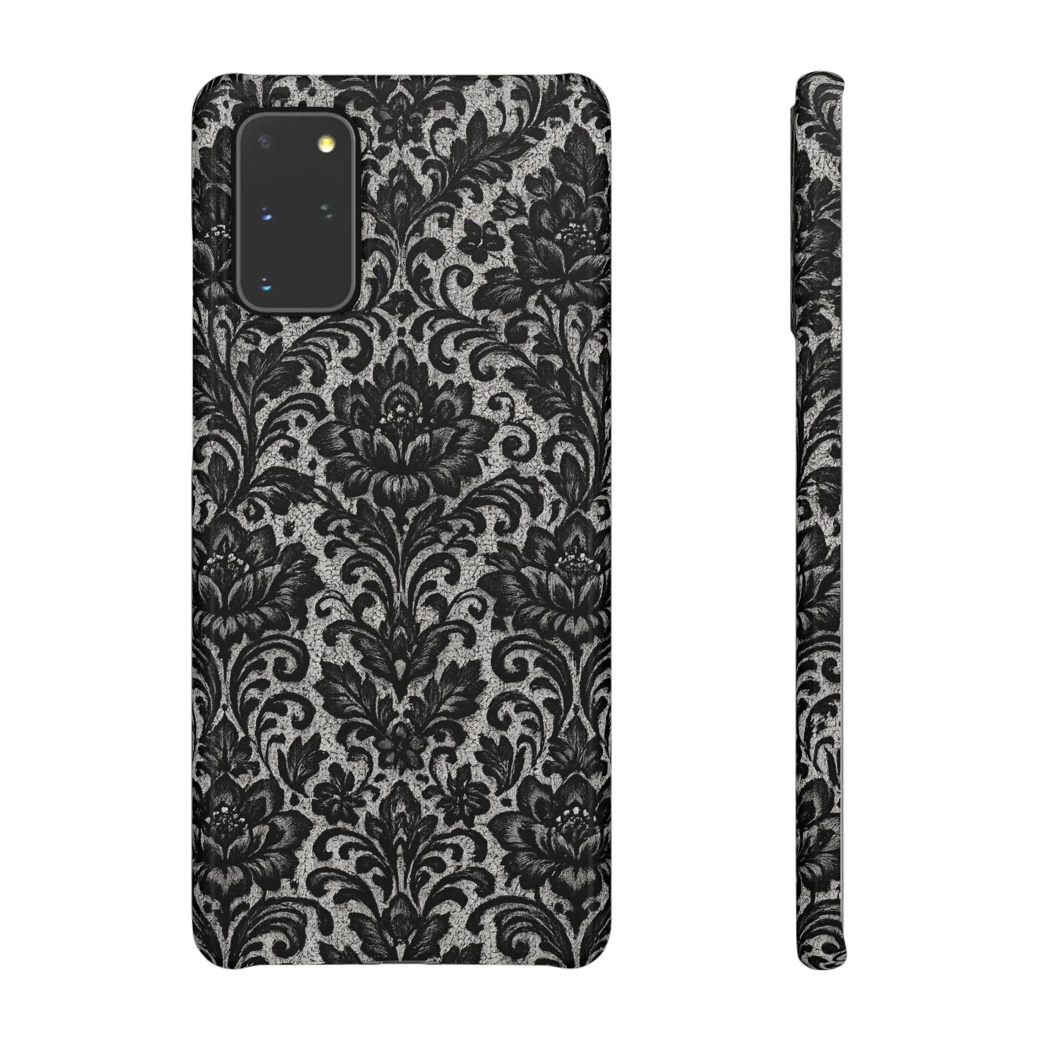 Black Damask Floral Phone Case for iPhone 11-17 and Galaxy S20-S25 - KARARMDESIGN