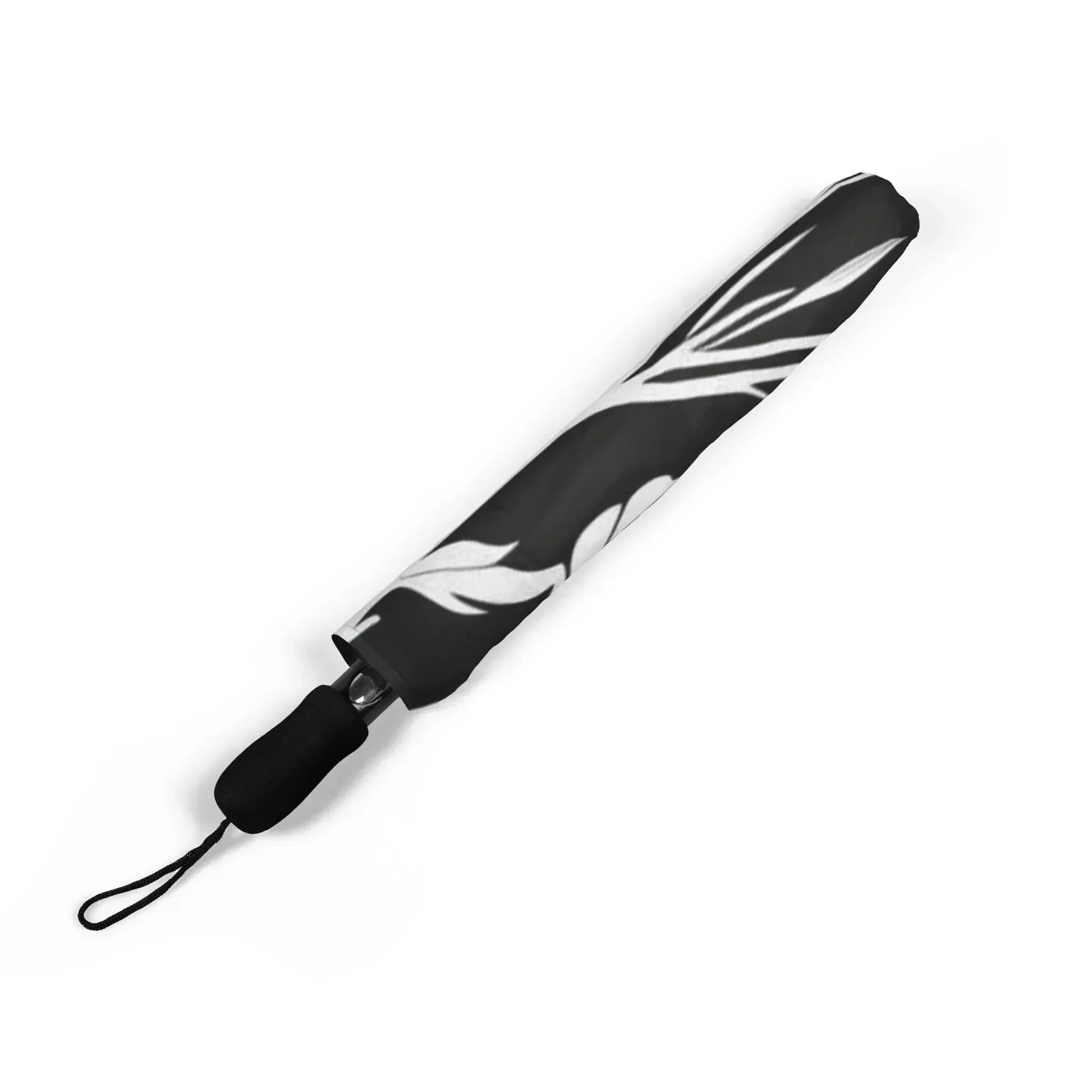 Elegant Black and White Floral Umbrella - KarArmDesign