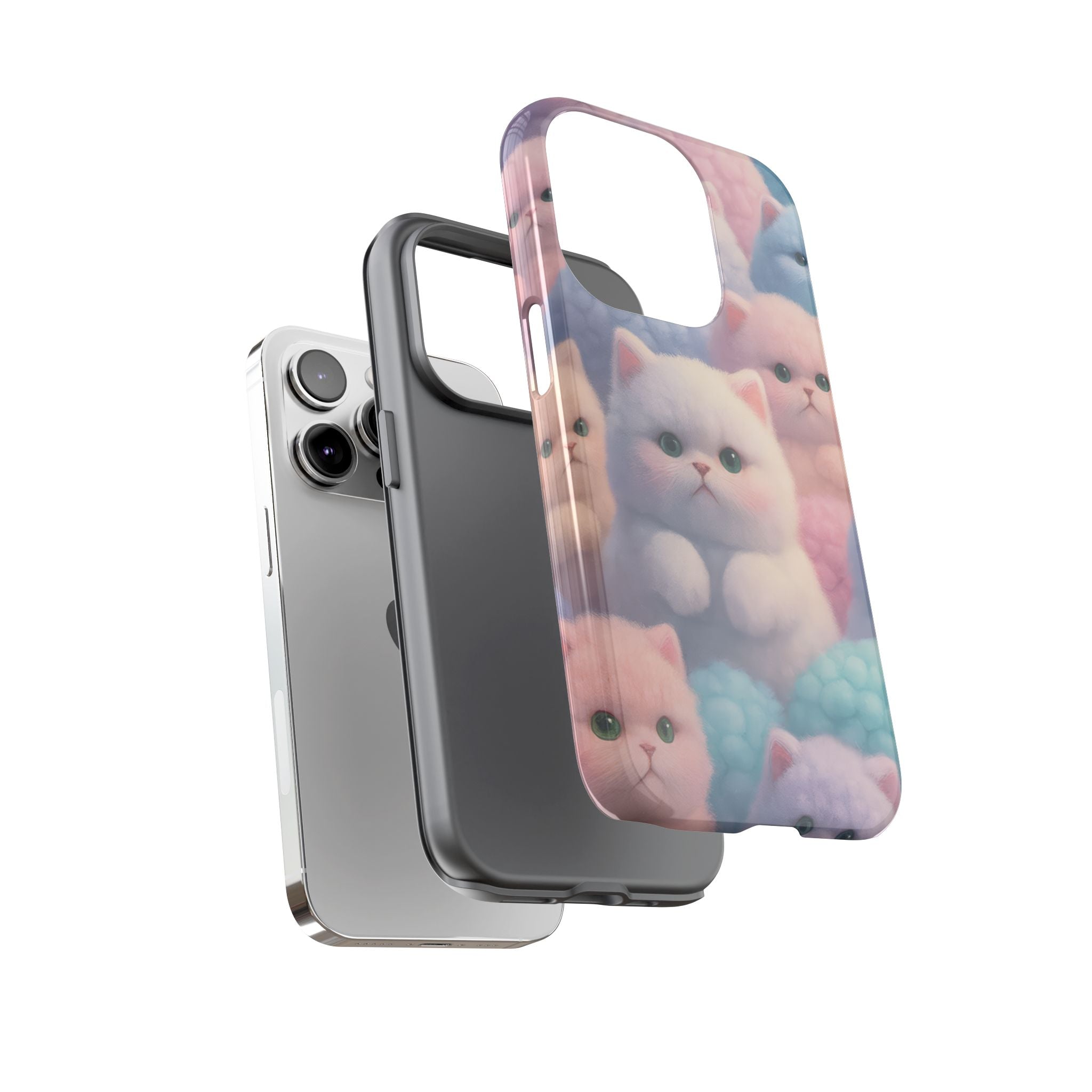 Pastel Kitten Phone Case for iPhone 8-17 and Samsung Galaxy S10-S25 Models - KARARMDESIGN