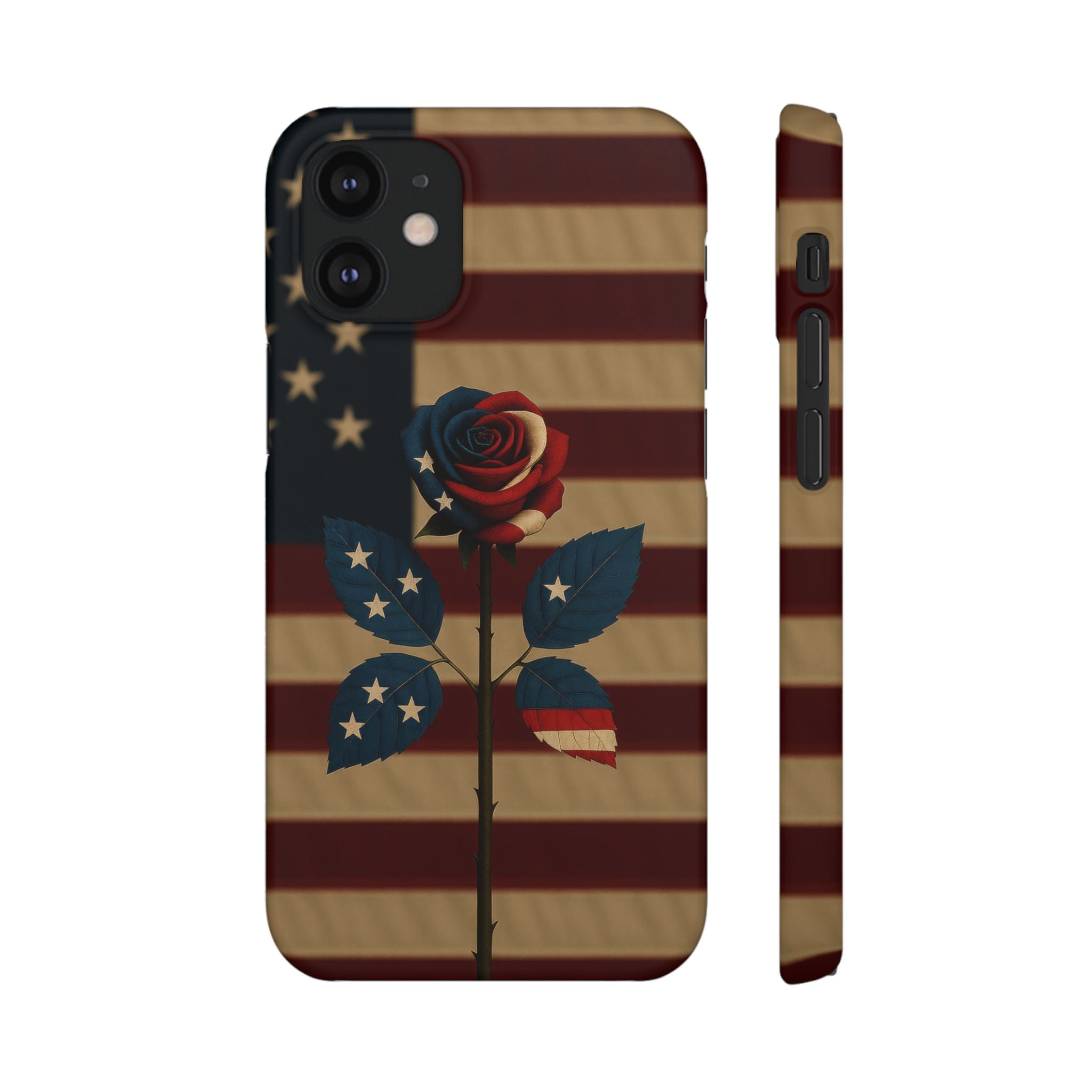American Rose Flag Phone Case for iPhone 8-17 and Galaxy S20-S26
