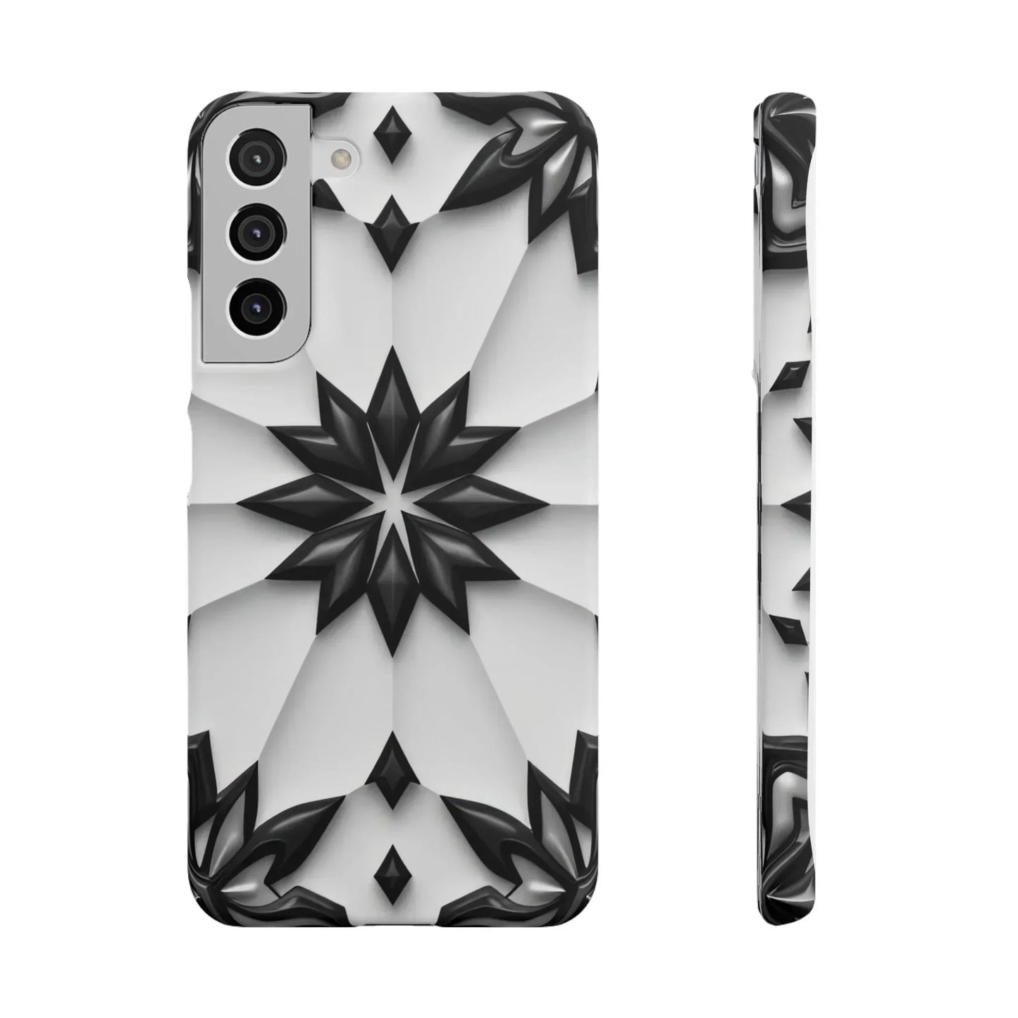 Black and White Geometric Floral Phone Case for iPhone and Samsung Galaxy - KarArmDesign