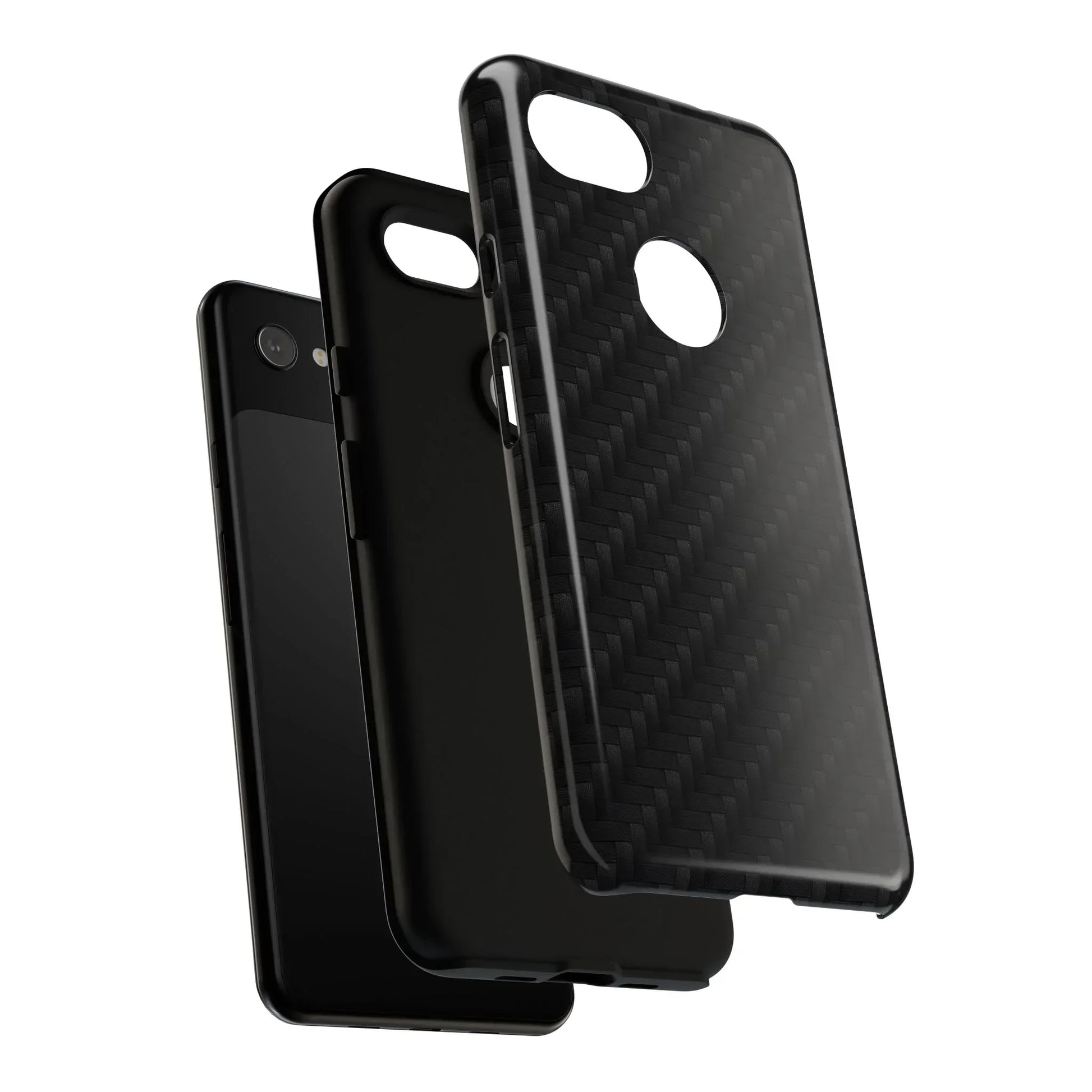 Black Carbon Phone Case Tough Case for iPhone 8-16 and Google Pixel up to 9 Models - KarArmDesign