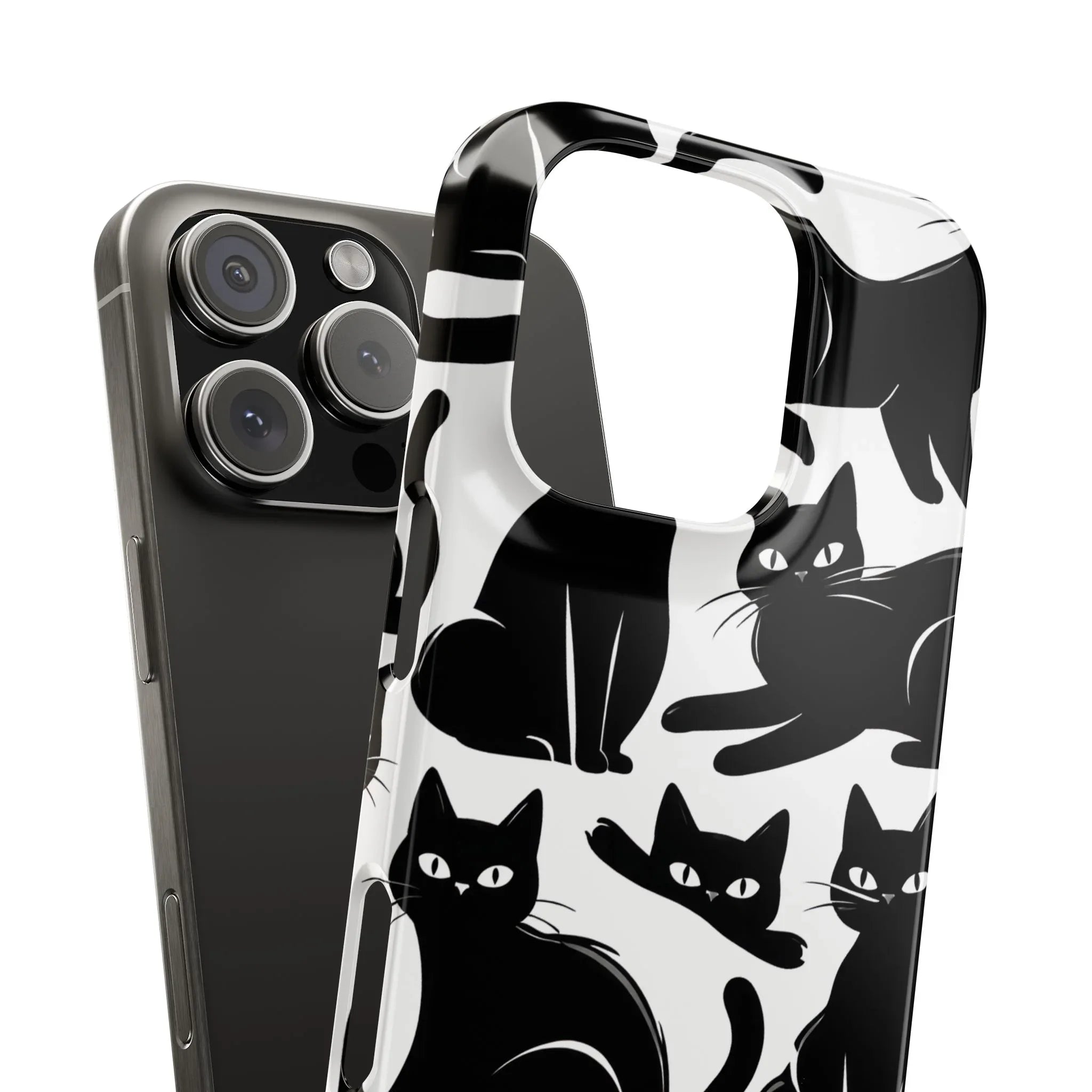 Black Cats Phone Case for iPhone 11-17 and Galaxy S20-S25 - KARARMDESIGN