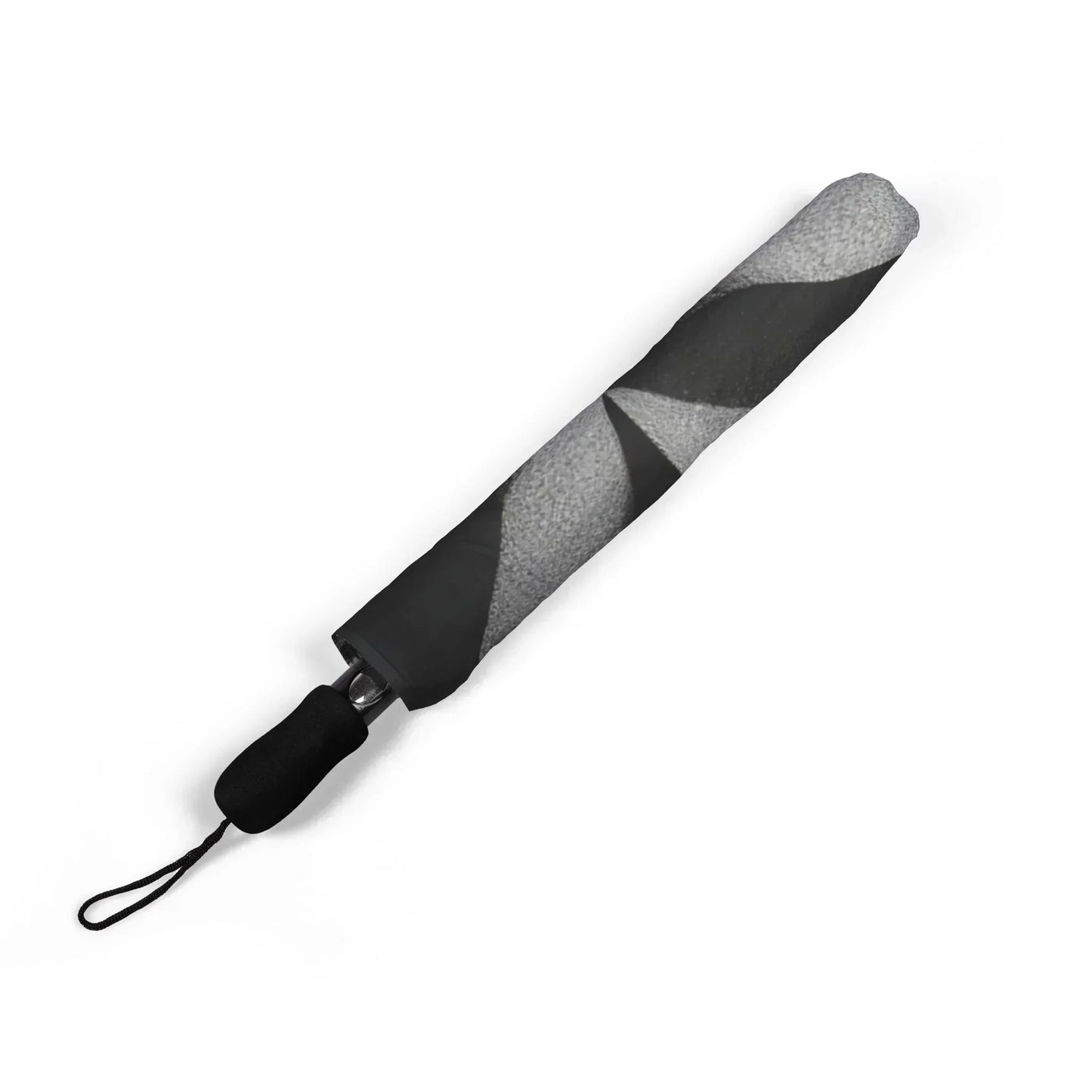 Black 3D Geometric Pattern Semi-Automatic Umbrella – Stylish Rain Protection - KarArmDesign