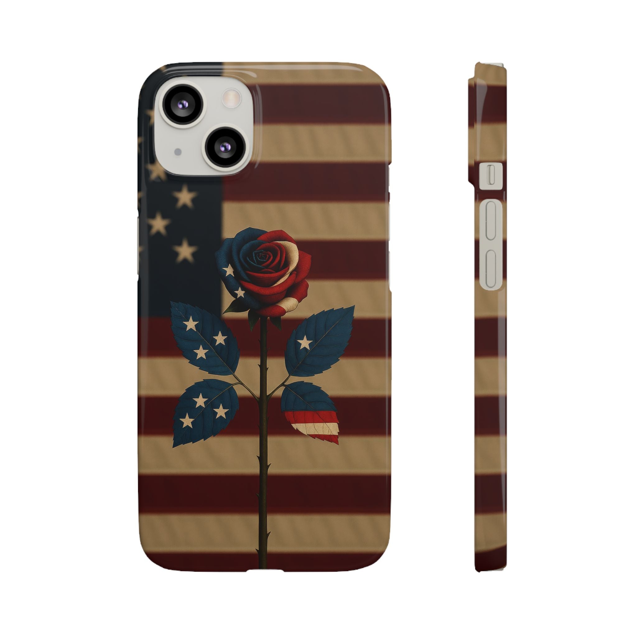 American Rose Flag Phone Case for iPhone 8-17 and Galaxy S20-S26