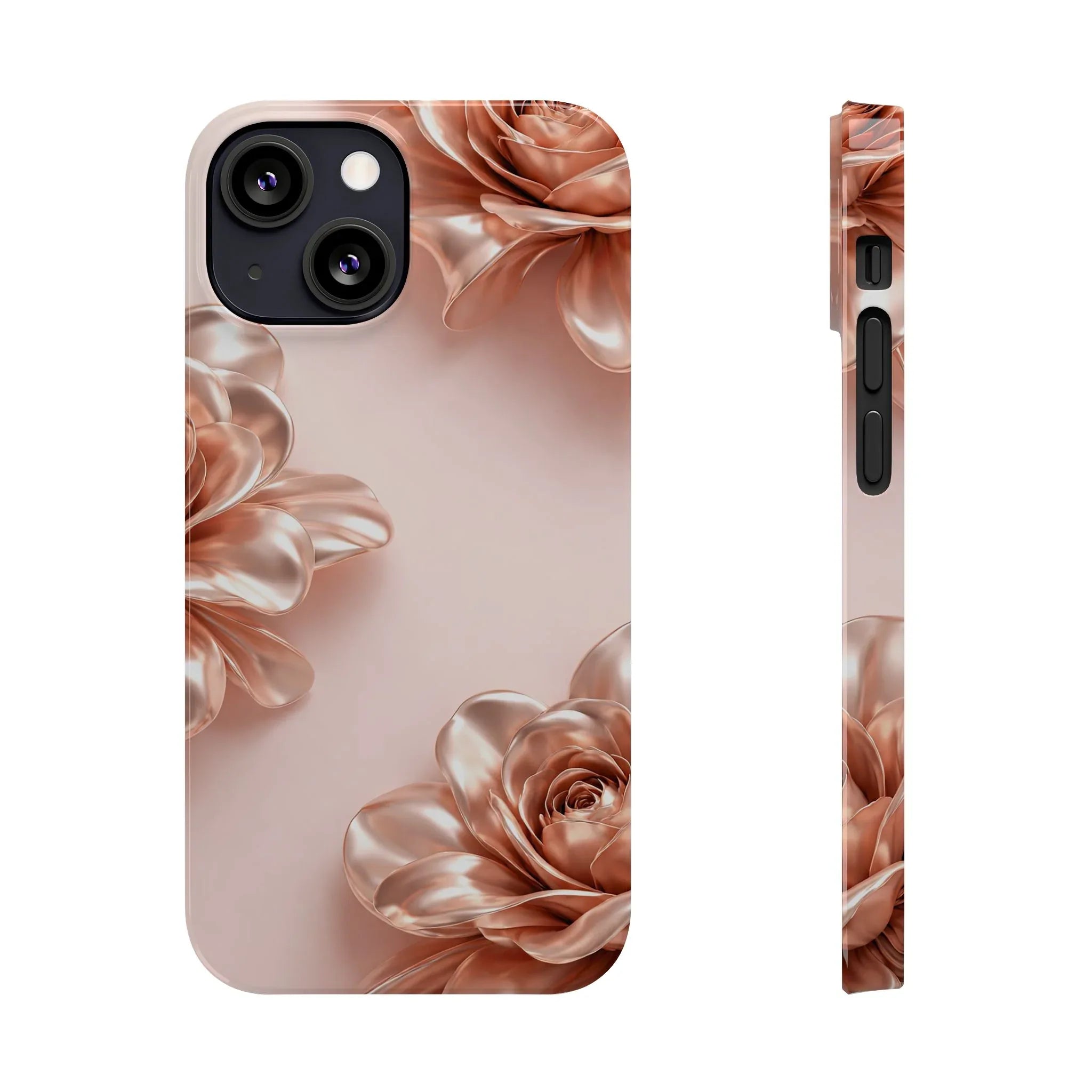 Blush Metallic Flower Case for iPhone 11-17 - KARARMDESIGN