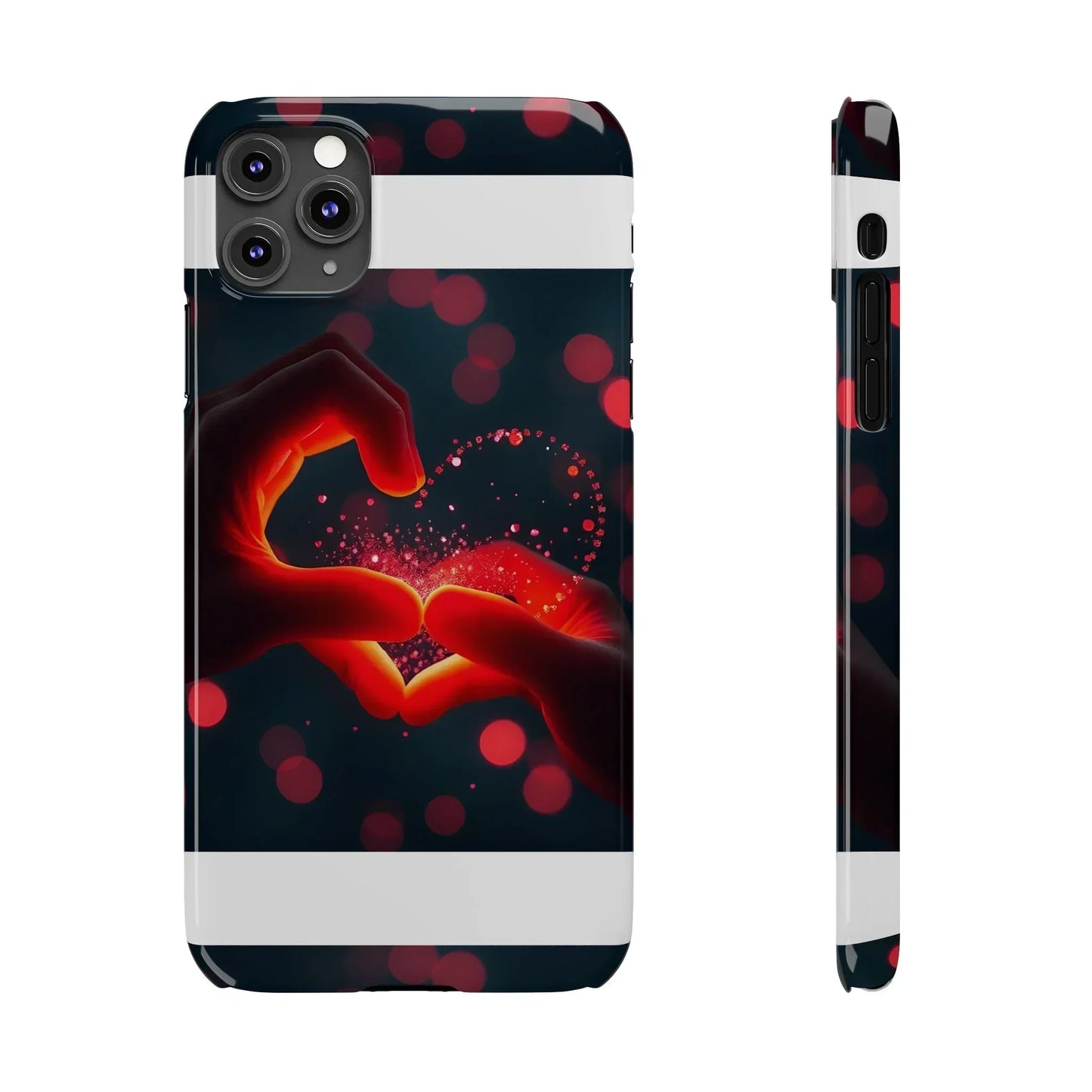 "Heart Hands Glow" Phone Case for iPhone 7 to 16 Series Models - KarArmDesign