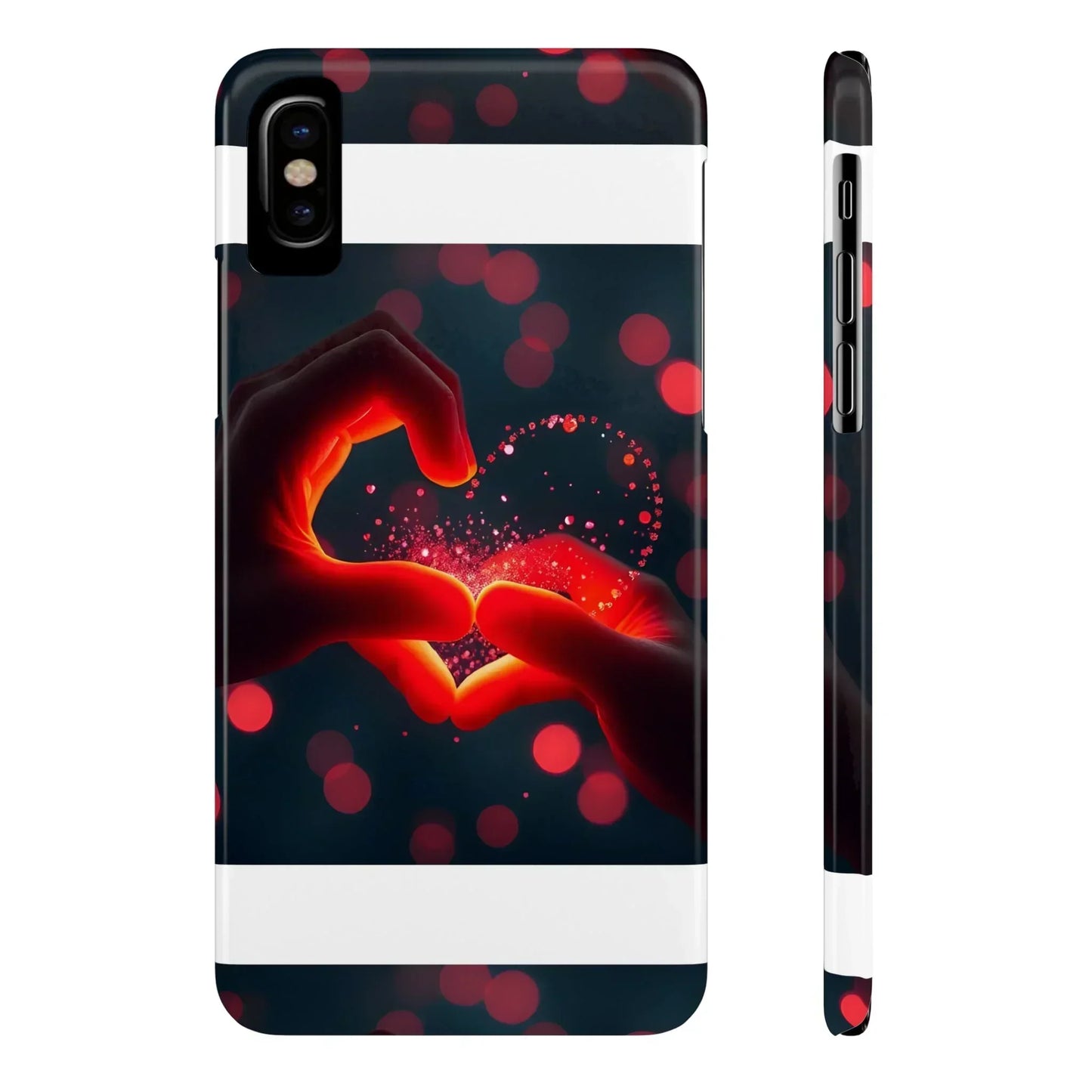 "Heart Hands Glow" Phone Case for iPhone 7 to 16 Series Models - KarArmDesign