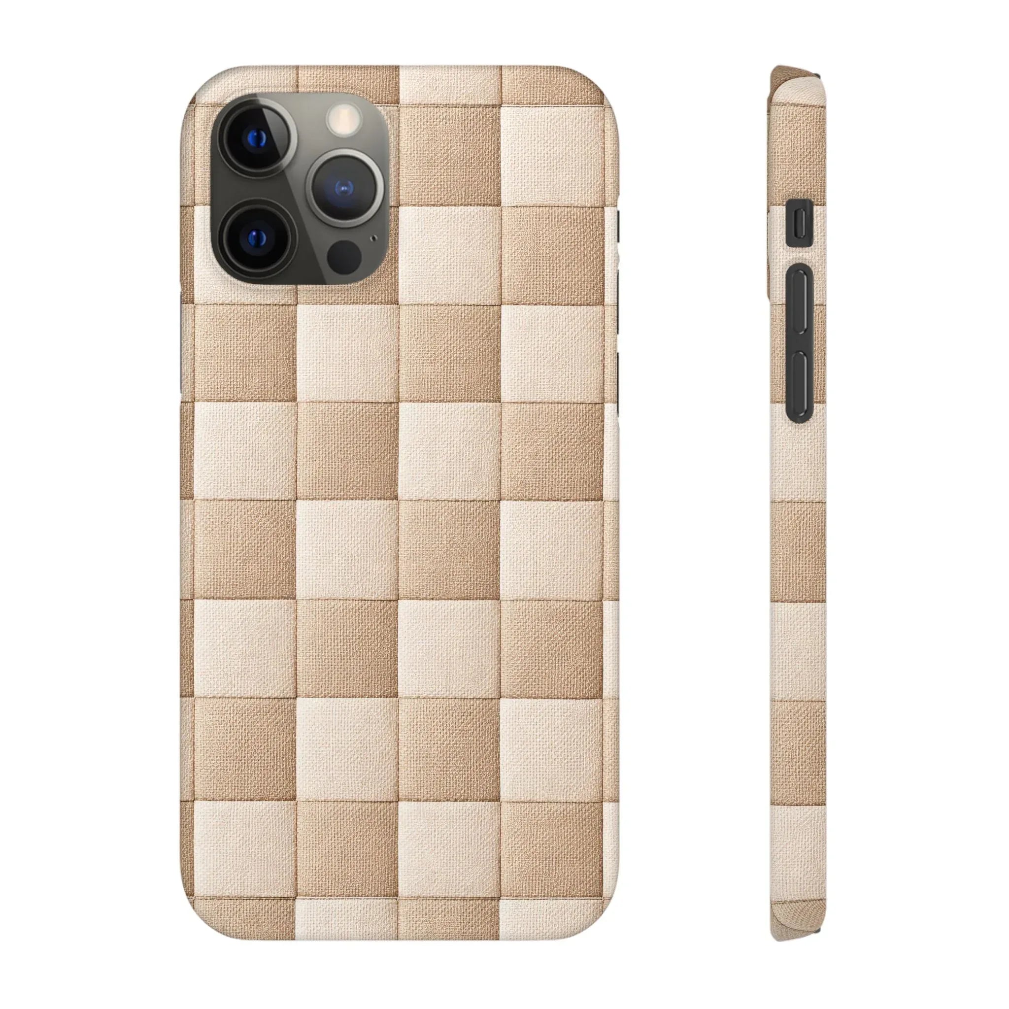 Beige Woven Phone Case for iPhone 11-17 and Galaxy S20-S25 - KARARMDESIGN