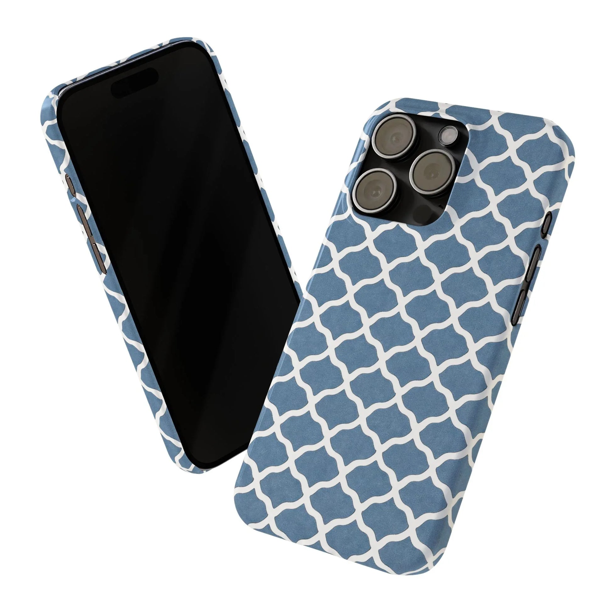 Azure Lattice Pattern Phone Case Slim Phone Cases for iPhone 11-17 - KARARMDESIGN