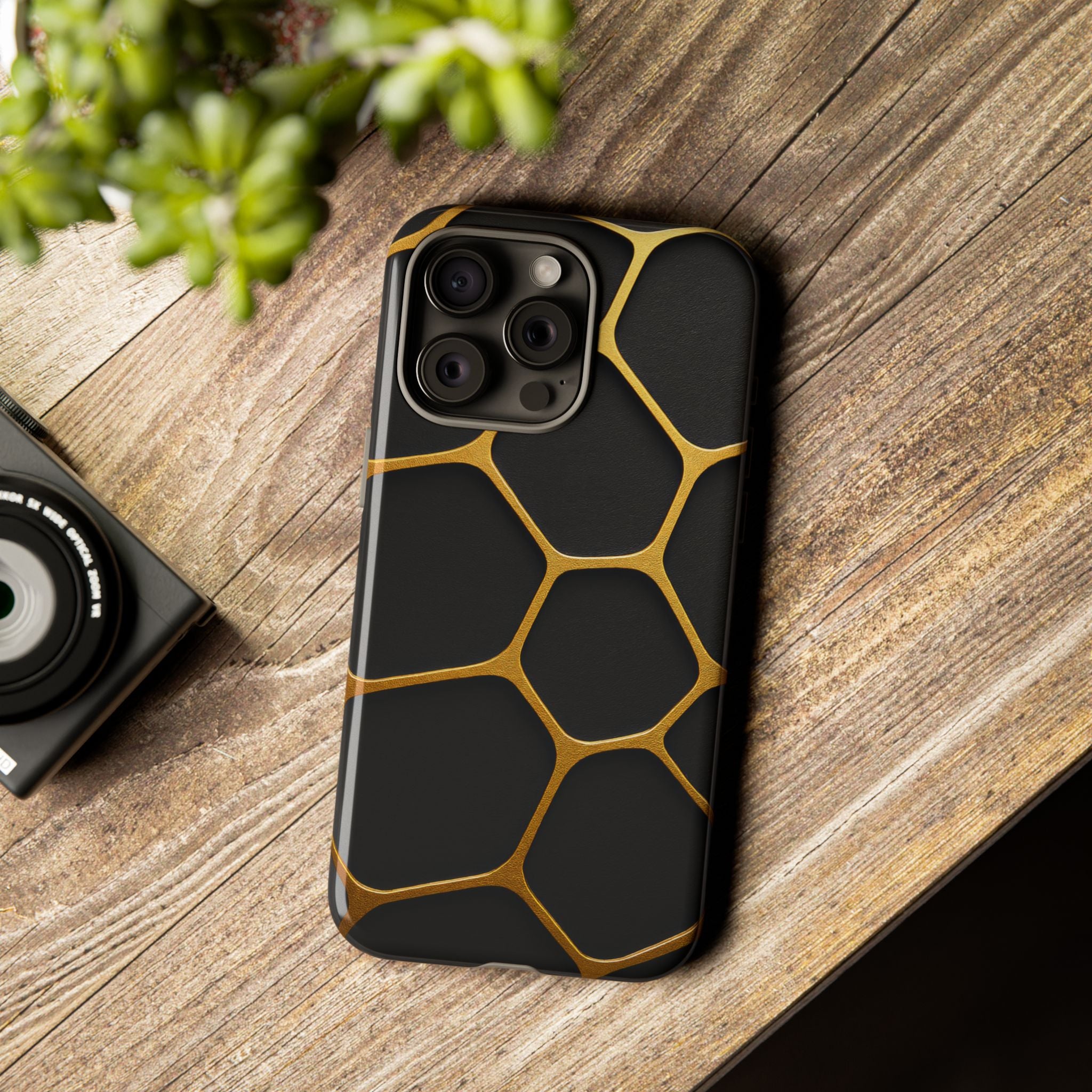 Golden Cellscape Tough Phone Case – Black & Gold