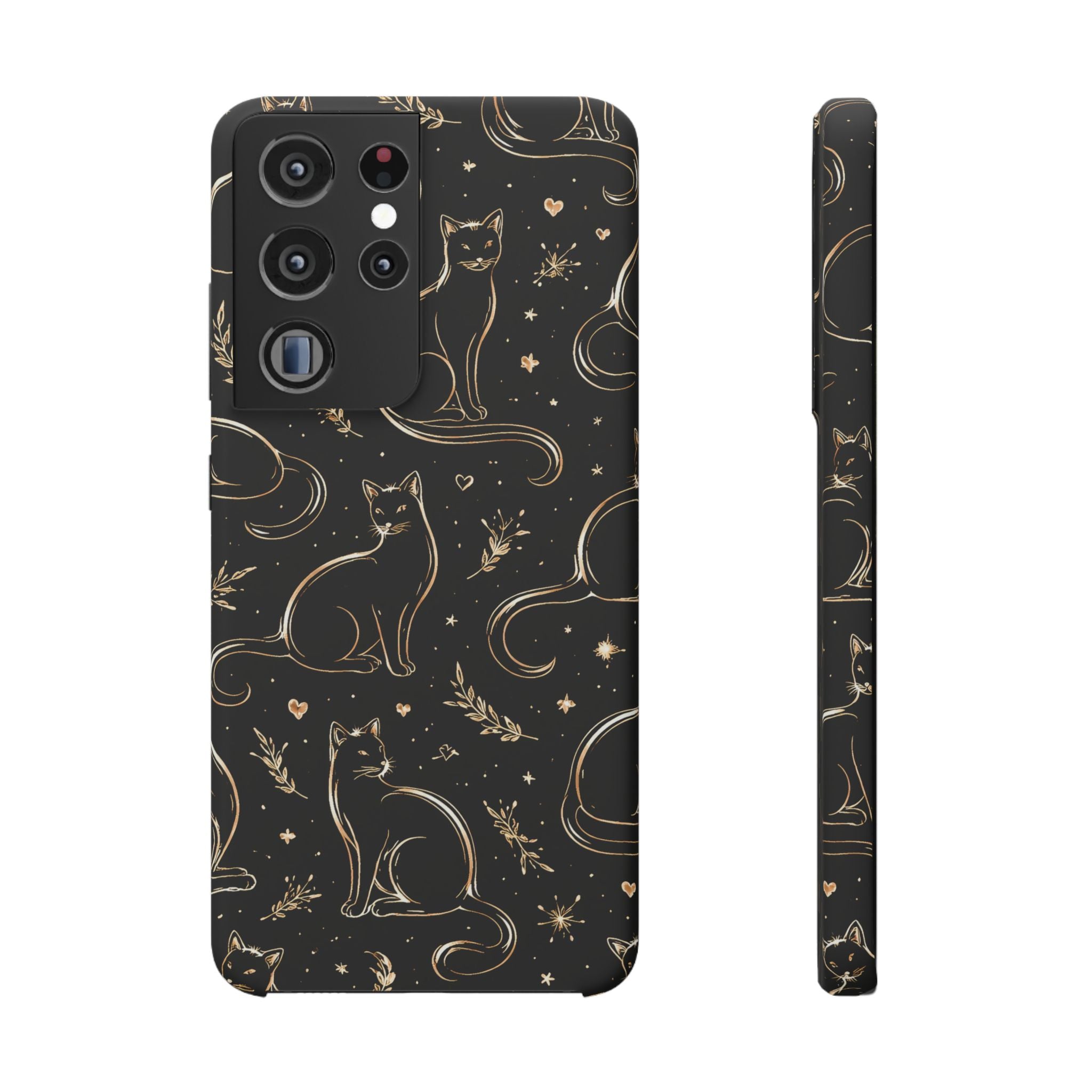 Golden Cat Pattern Phone Case for iPhone 11-17 and Galaxy S20-S26