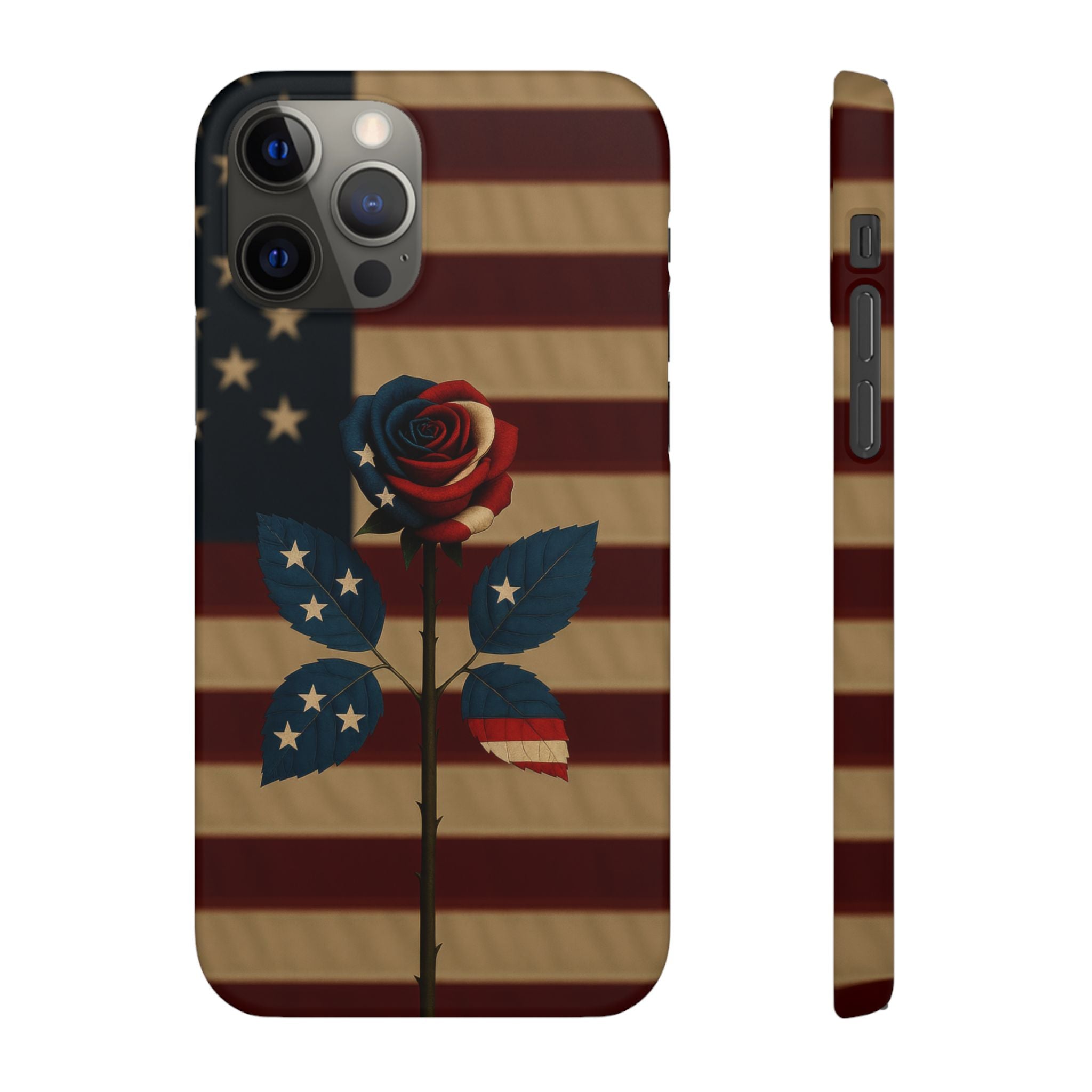 American Rose Flag Phone Case for iPhone 8-17 and Galaxy S20-S26