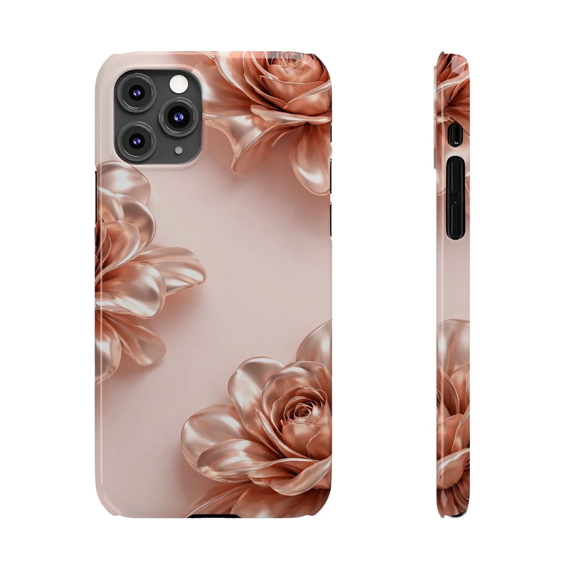 Blush Metallic Flower Case for iPhone 11-17 - KARARMDESIGN