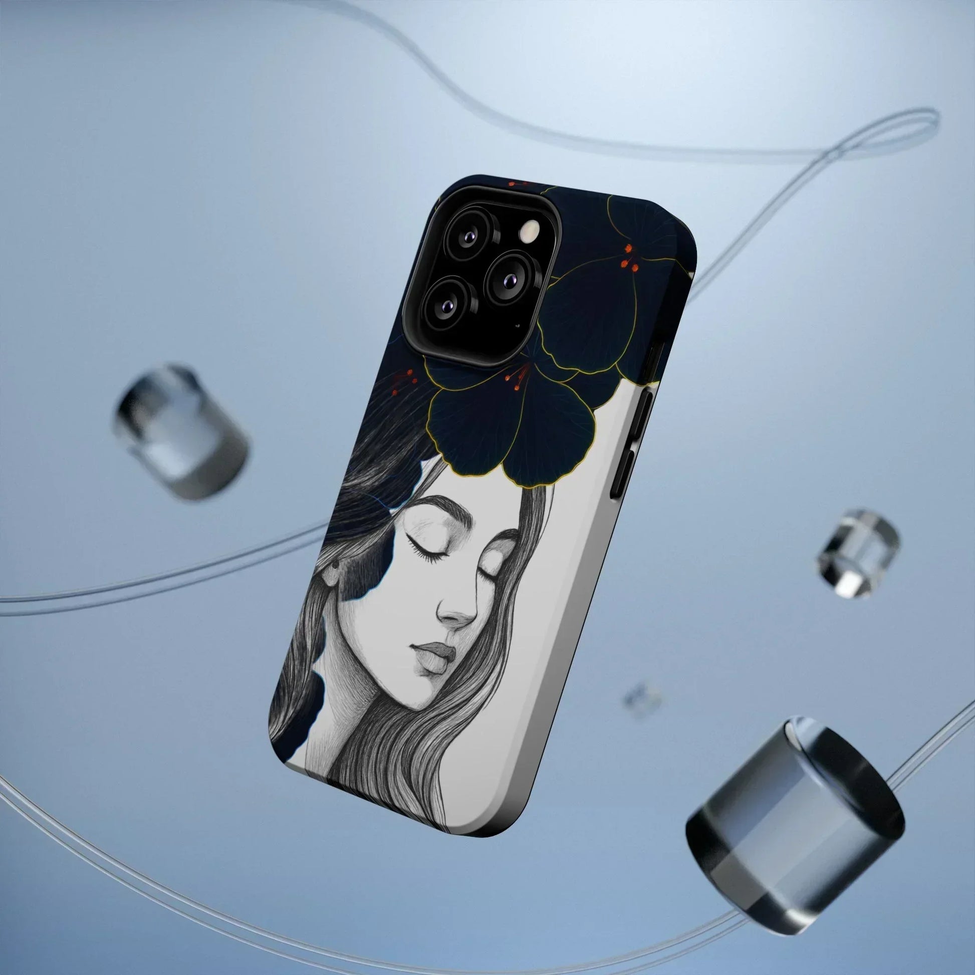 Dark Floral Elegance Phone Case for iPhone 13-16 Models - KarArmDesign