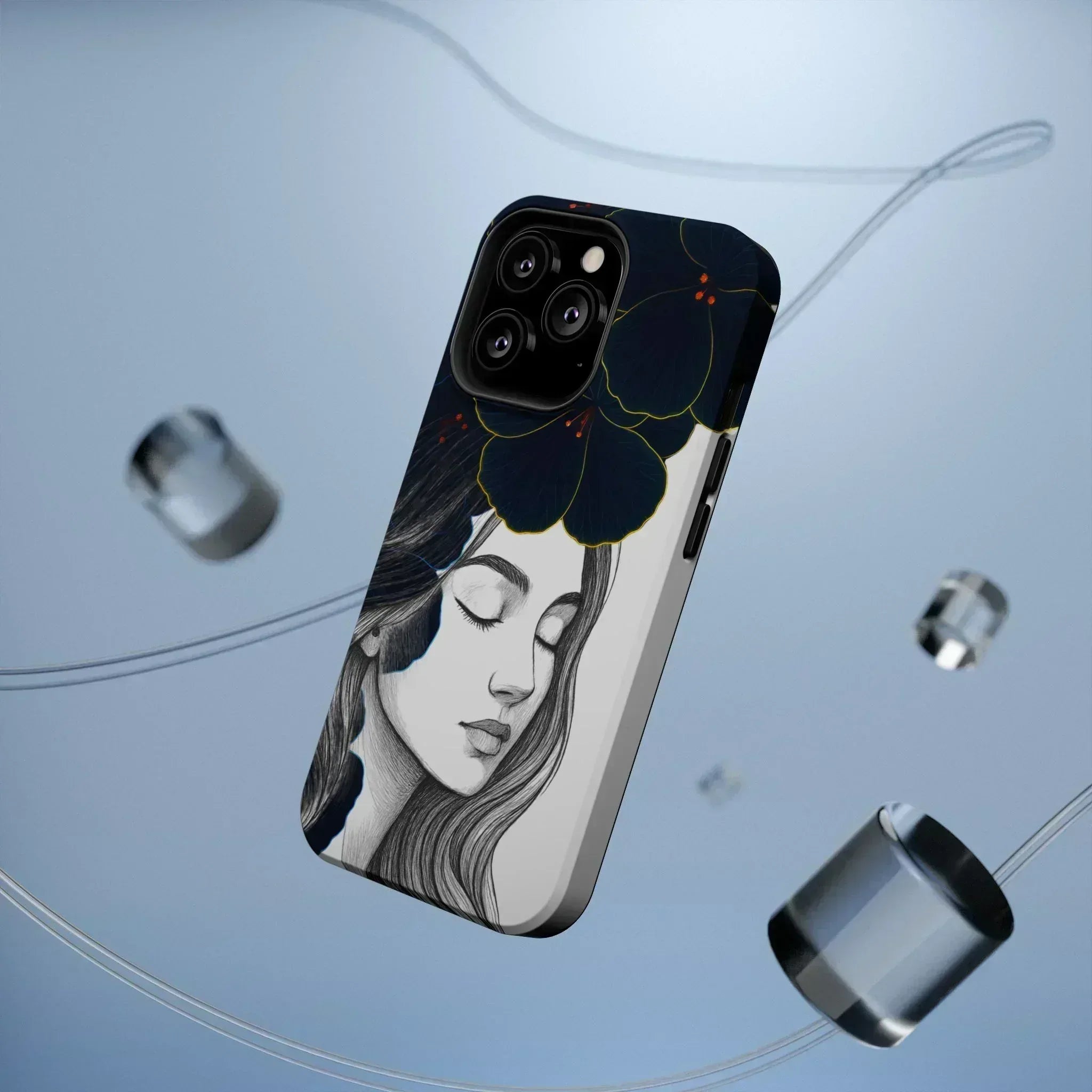 Dark Floral Elegance Phone Case for iPhone 13-16 - KARARMDESIGN