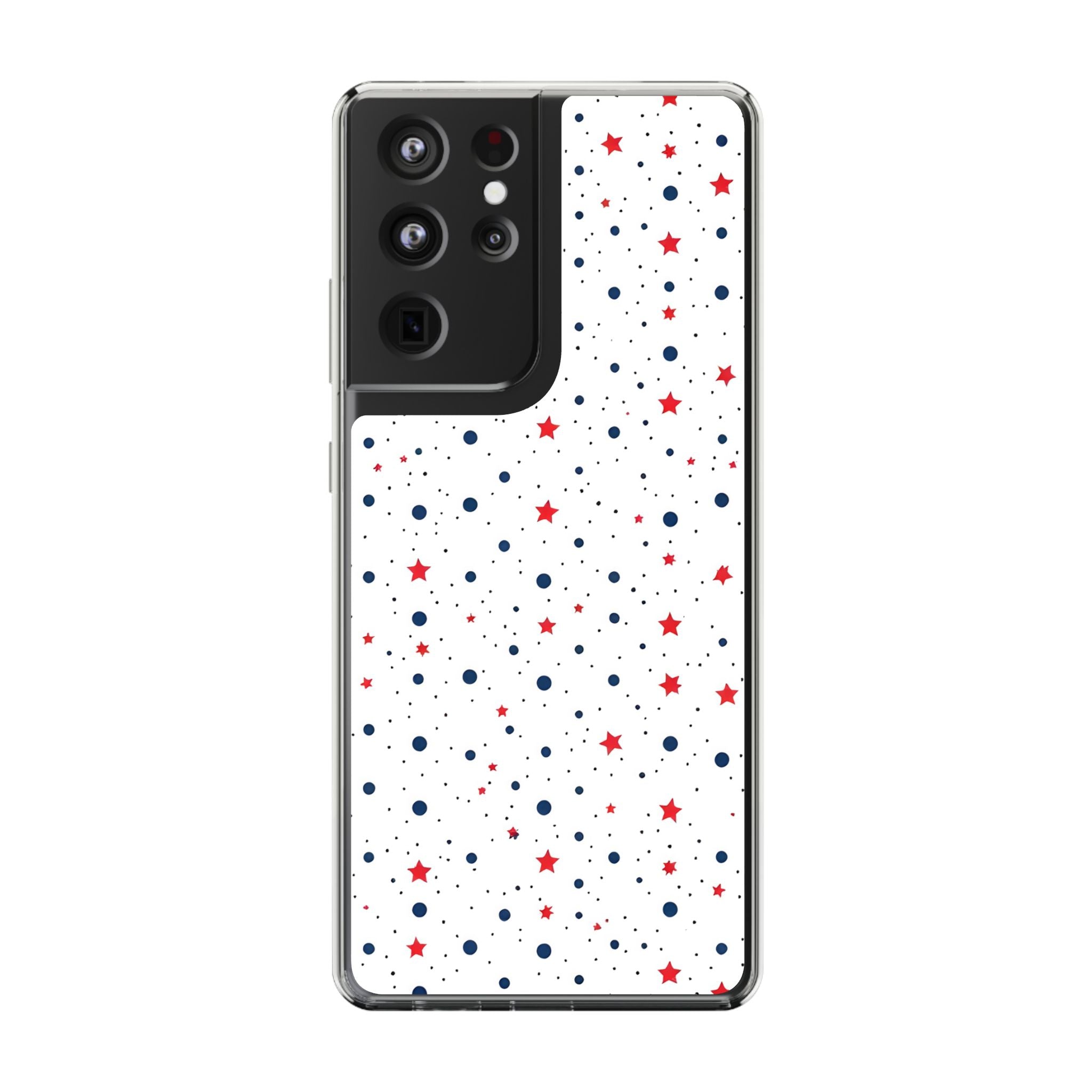 White Polka Dot & Stars Clear Case for iPhone & Samsung